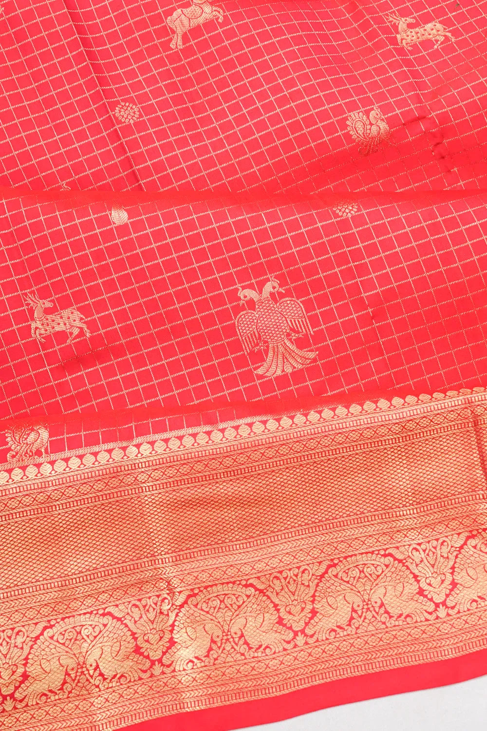 Coimbatore Soft Silk Checks And Butta Burnt Orange Saree
