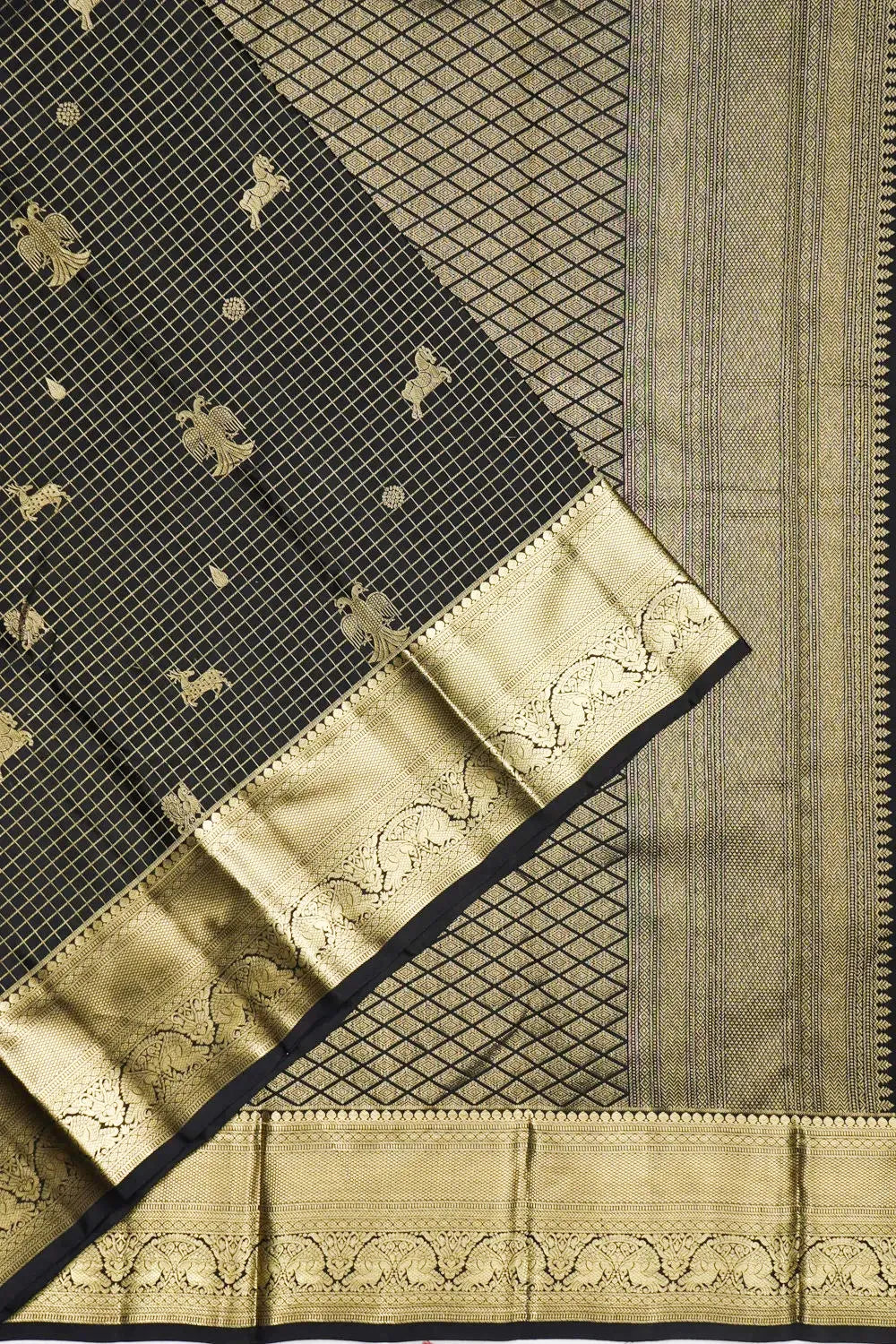 Coimbatore Soft Silk Checks And Butta Black Saree