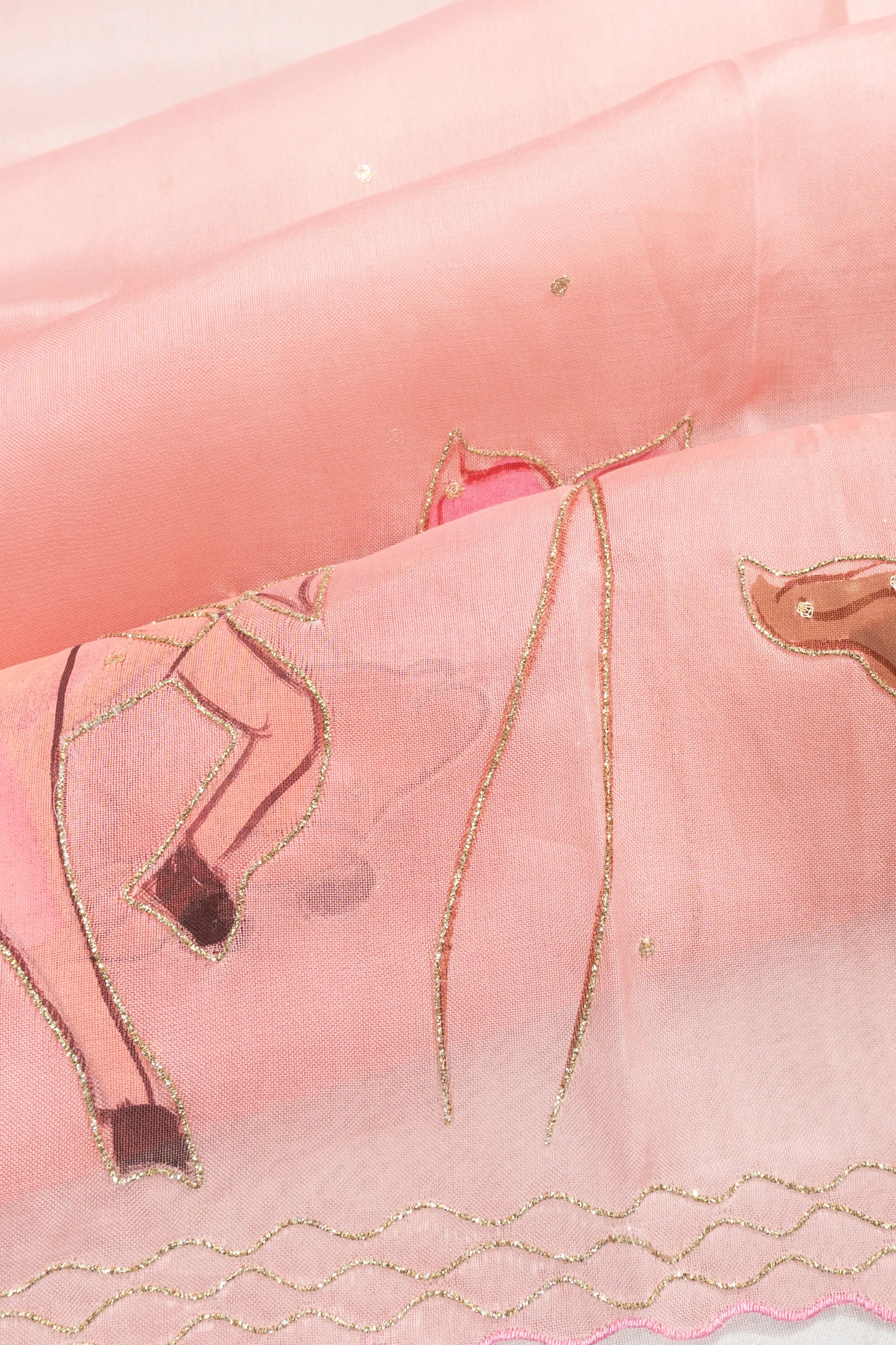 Organza Butta Peach Saree