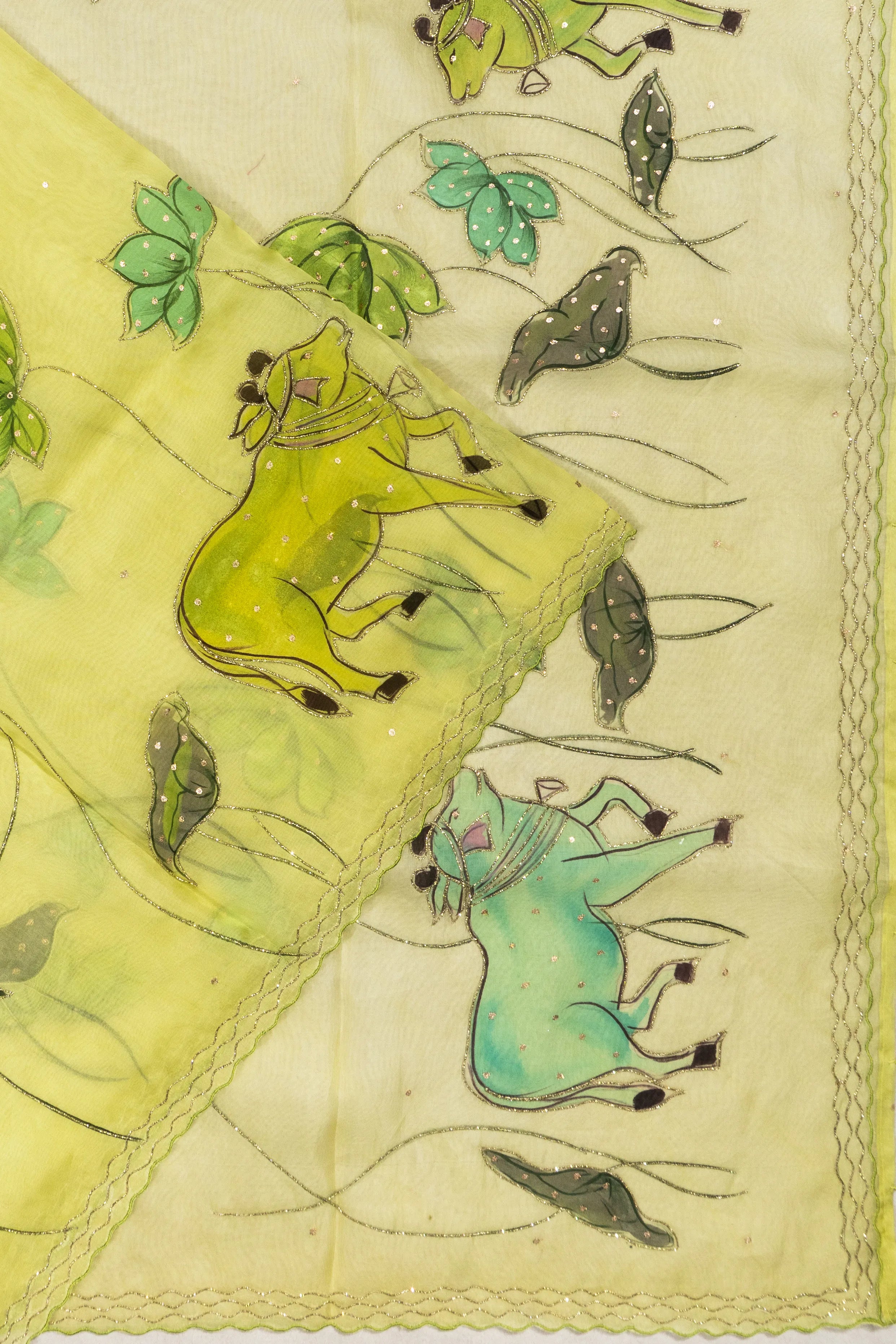 Organza Butta Pista Green Saree