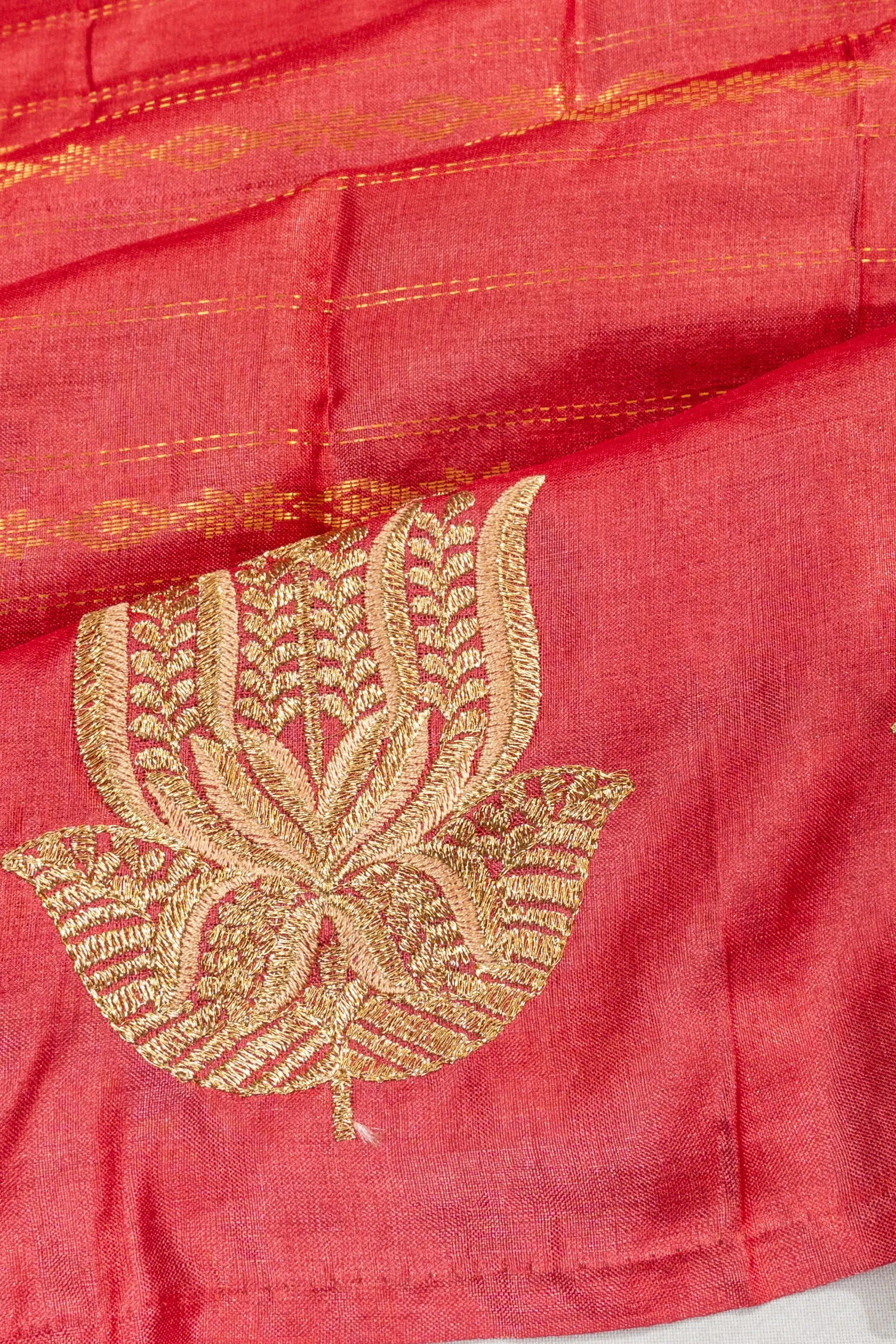 Tussar Butta Red Saree