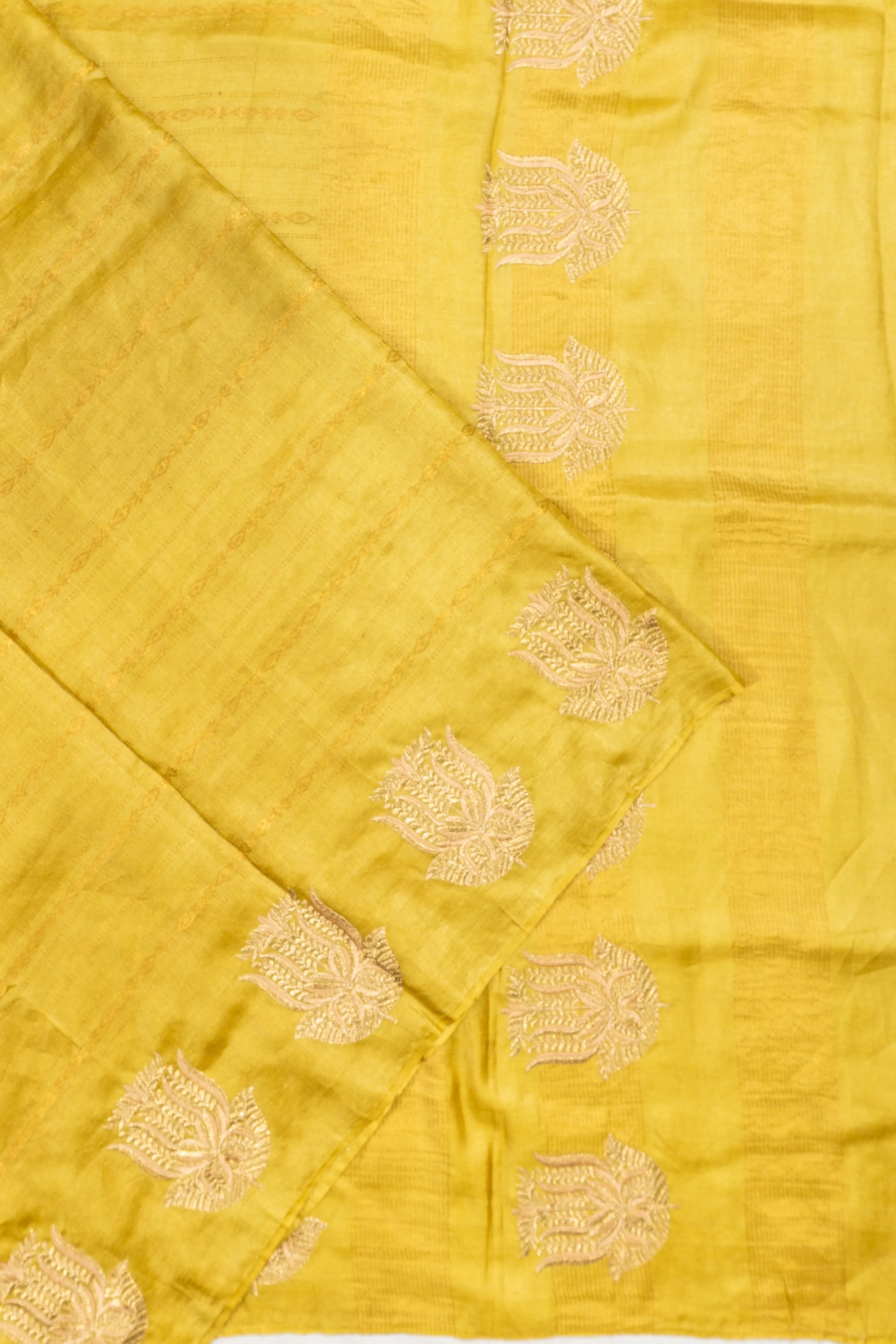 Tussar Butta Yellow Saree