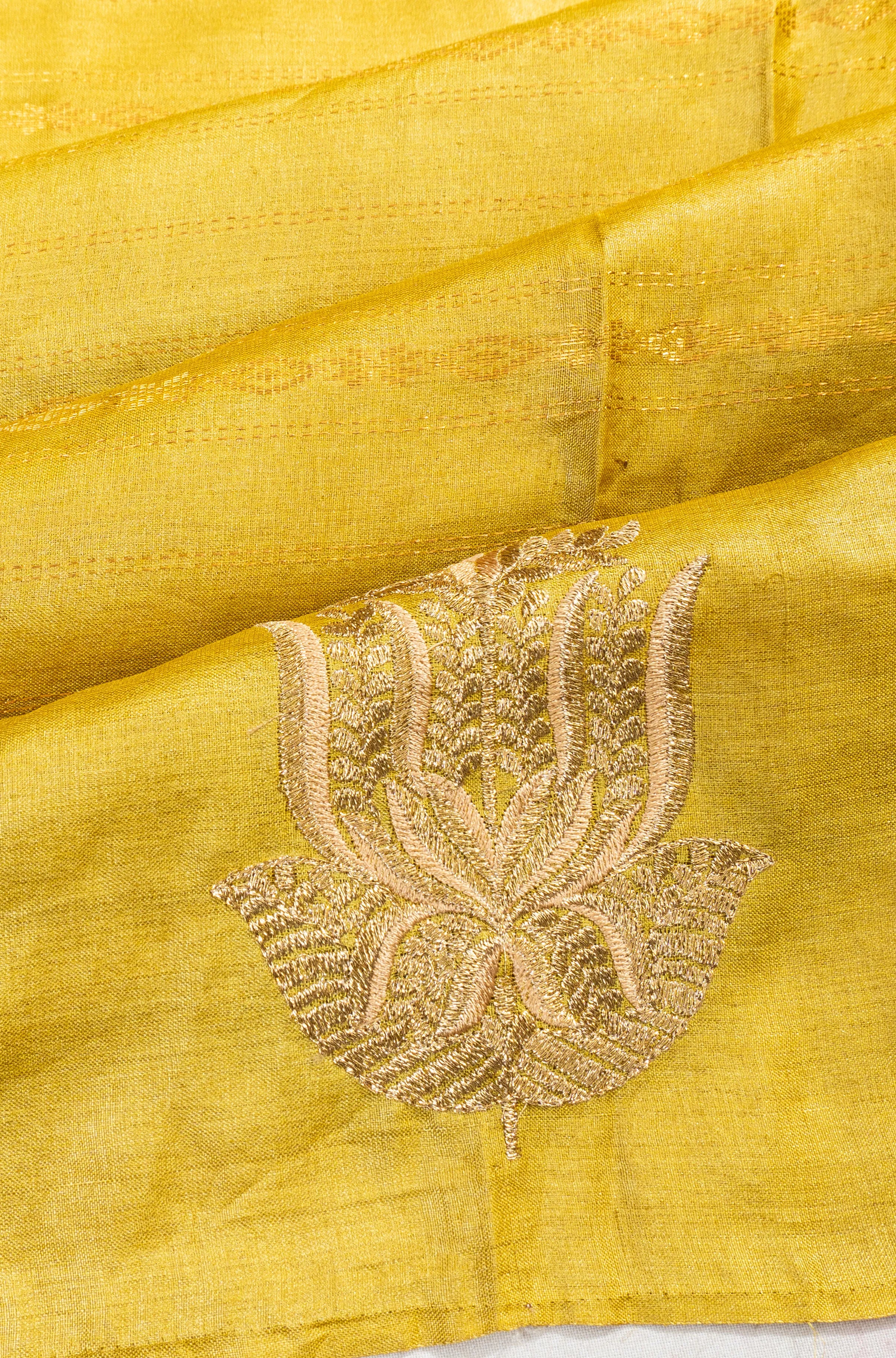 Tussar Butta Yellow Saree