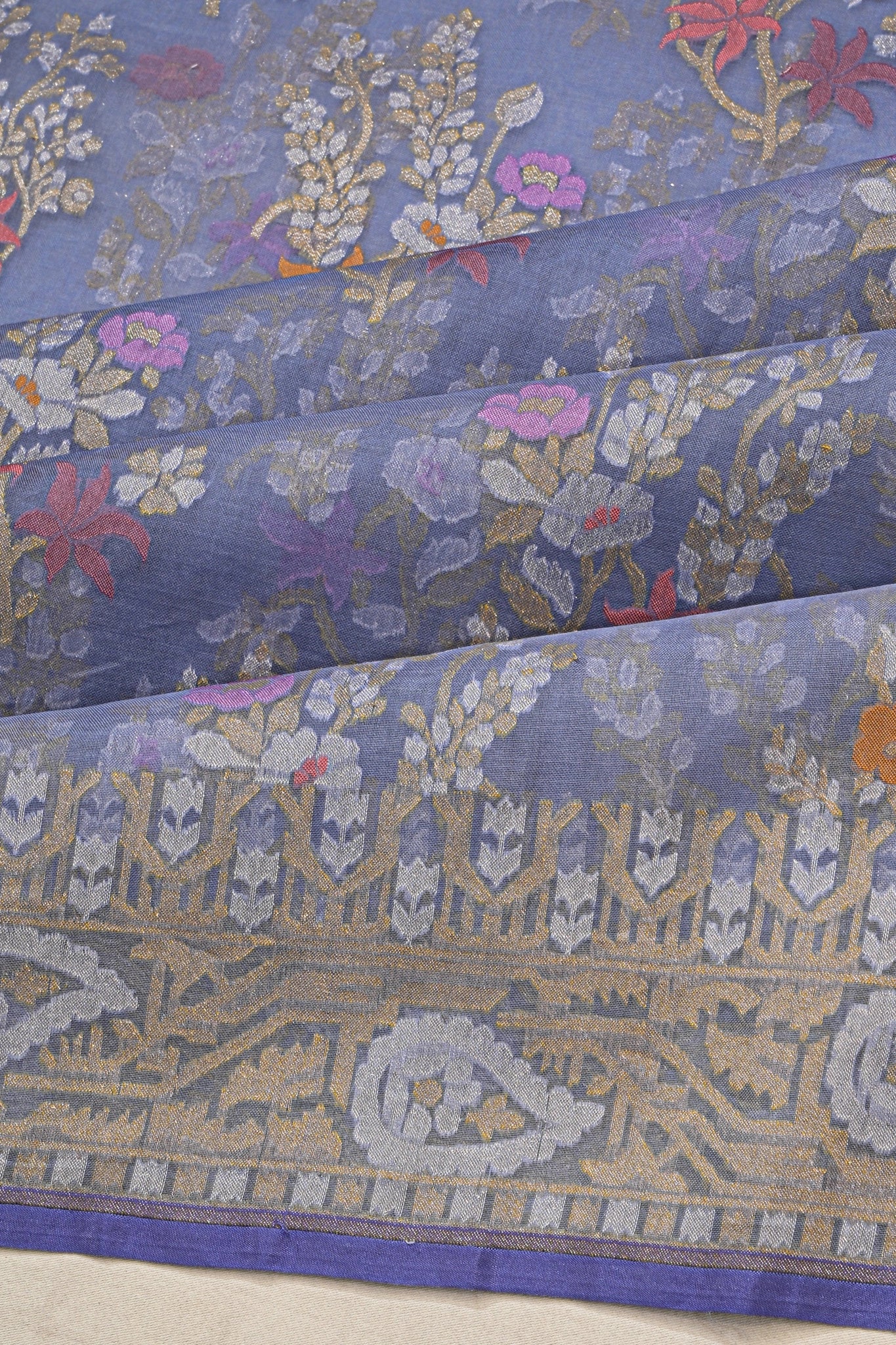 Banarasi Cotton Butta Lavender Saree