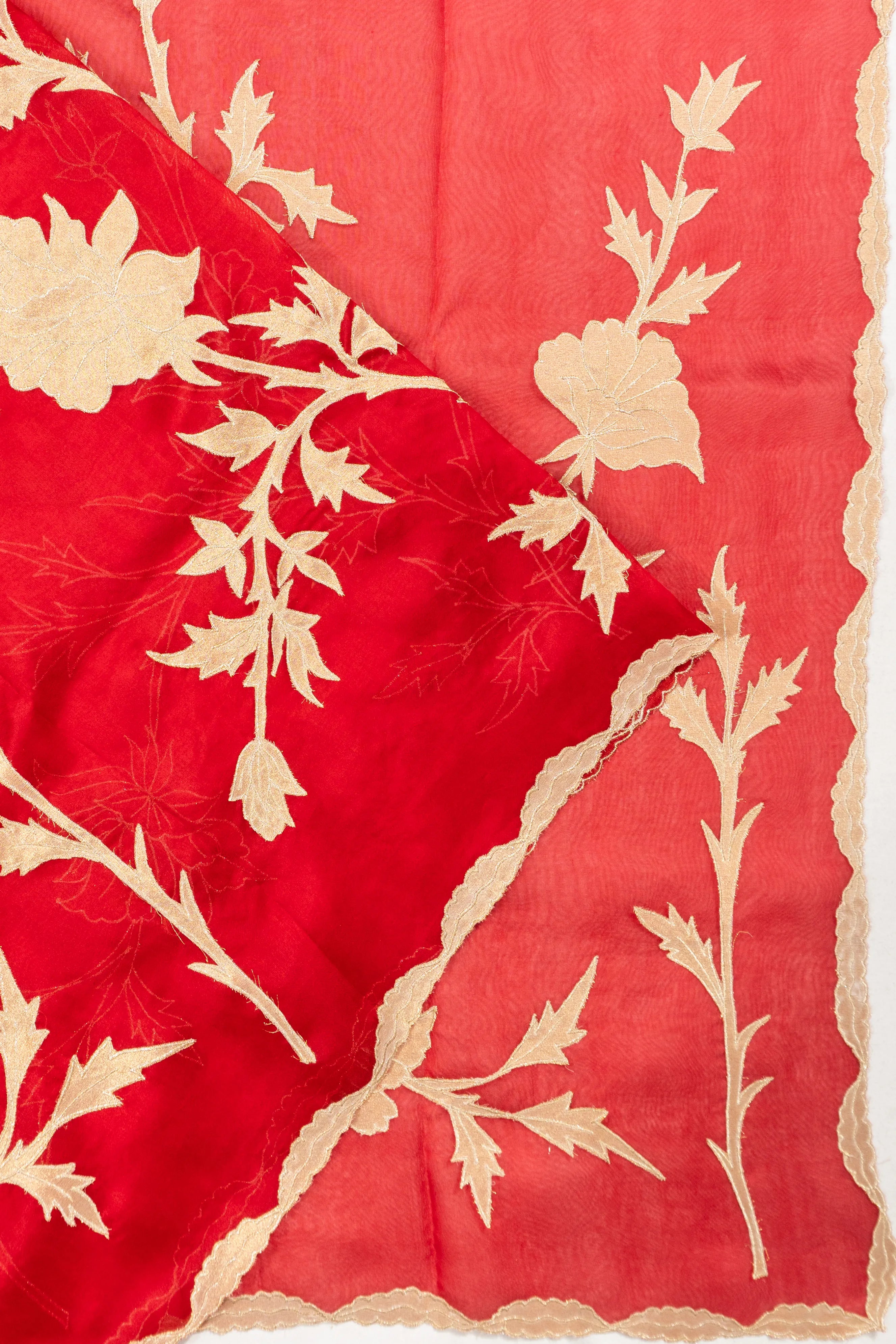 Organza Butta Red Saree