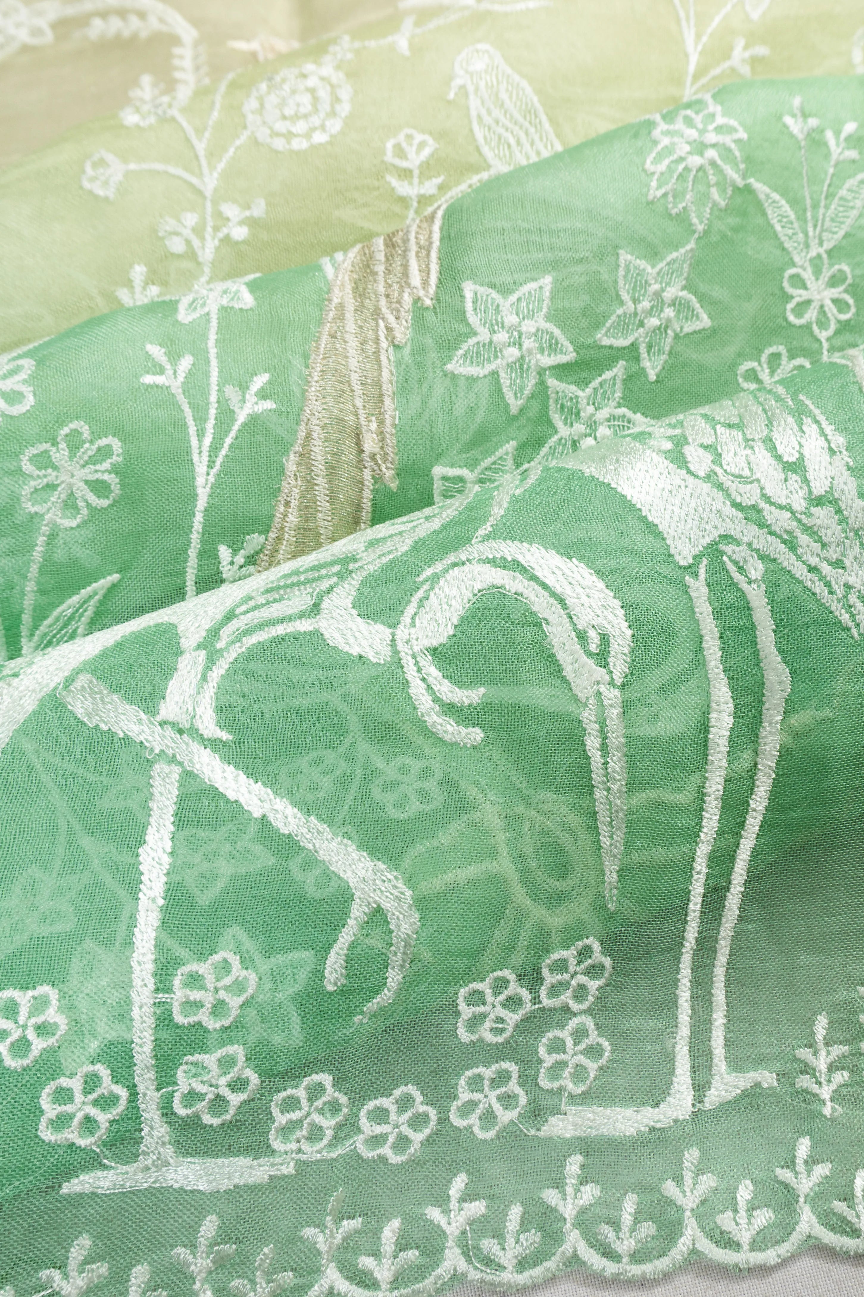 Organza Embroidery Dual Tone Blue Saree