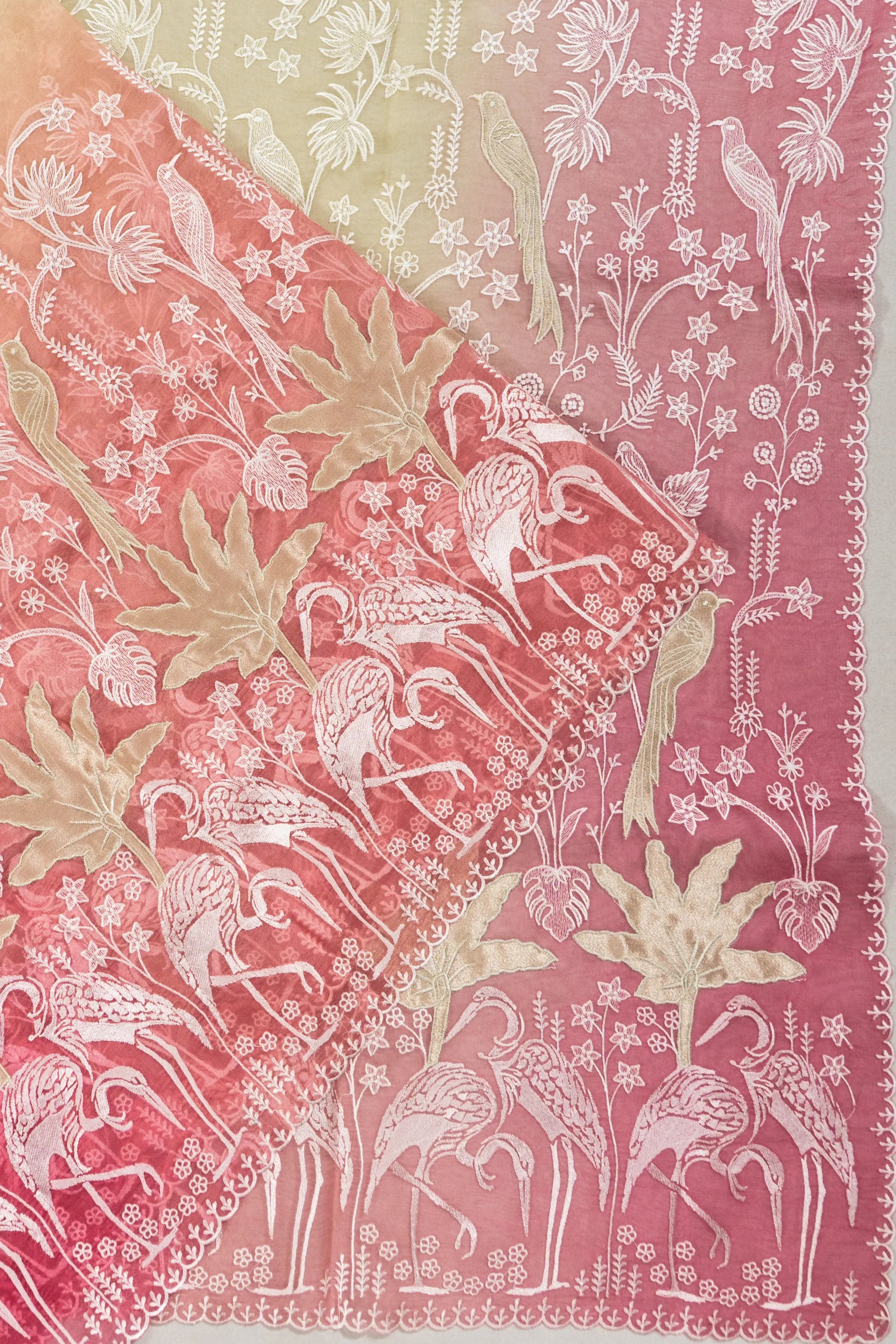 Organza Embroidery Dual Tone Pink Saree