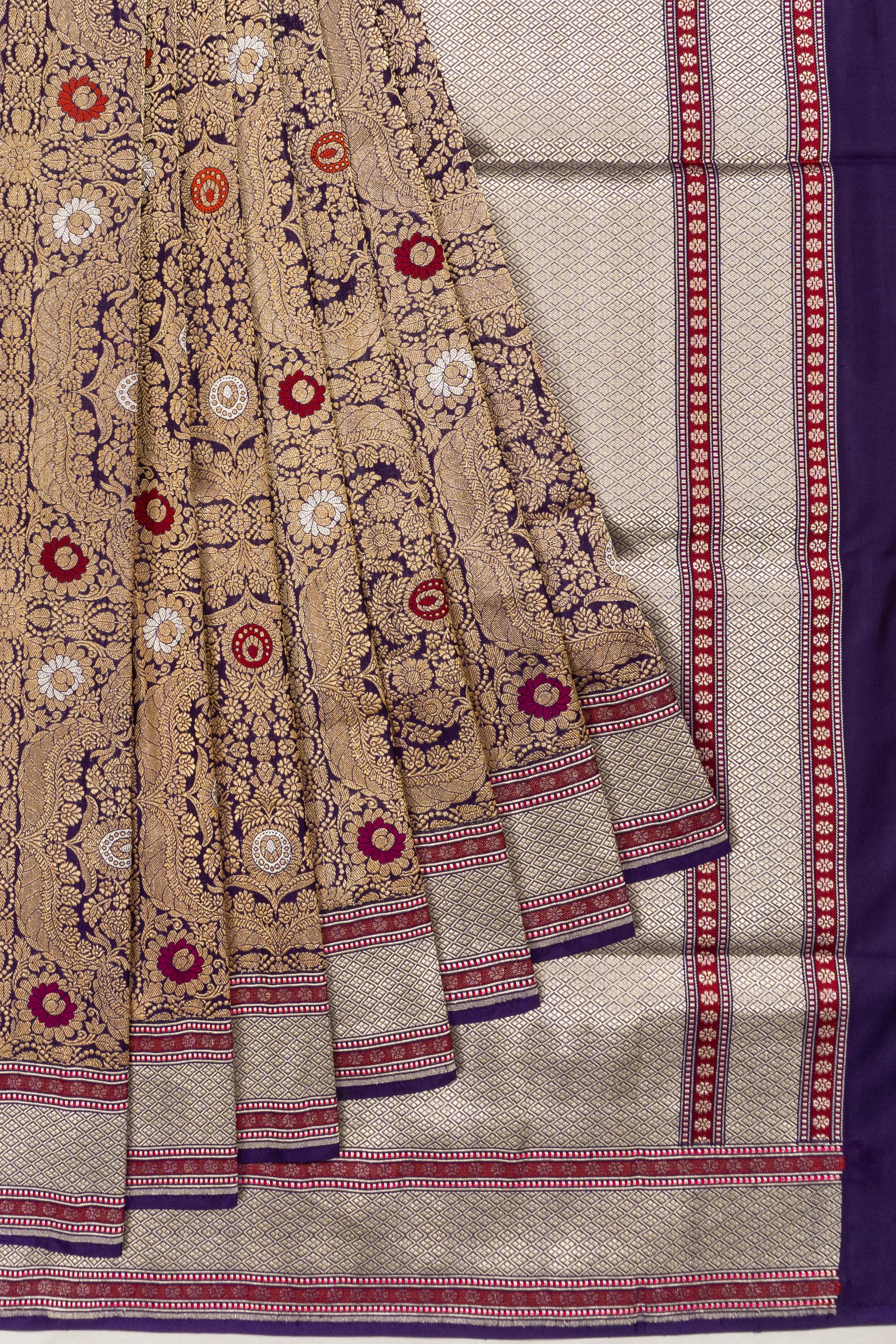 Banarasi Silk Brocade Purple Saree