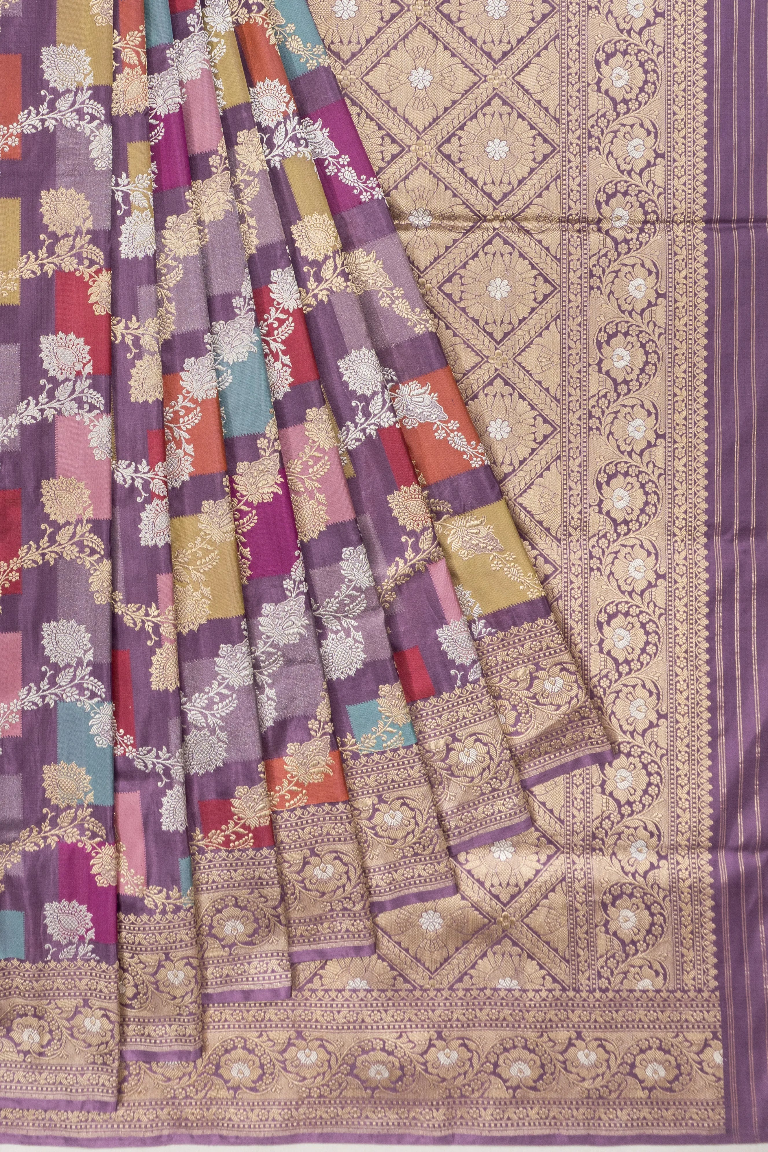 Banarasi Silk Rangkat Jaal Purple Saree