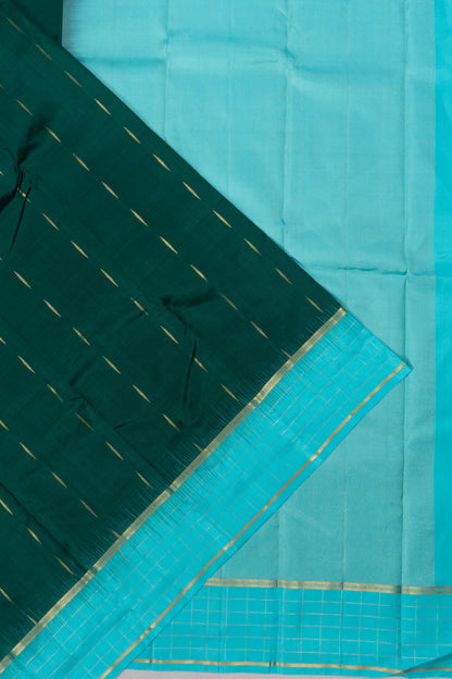 Taranga Kanchi Silk Butta Bottle Green Saree
