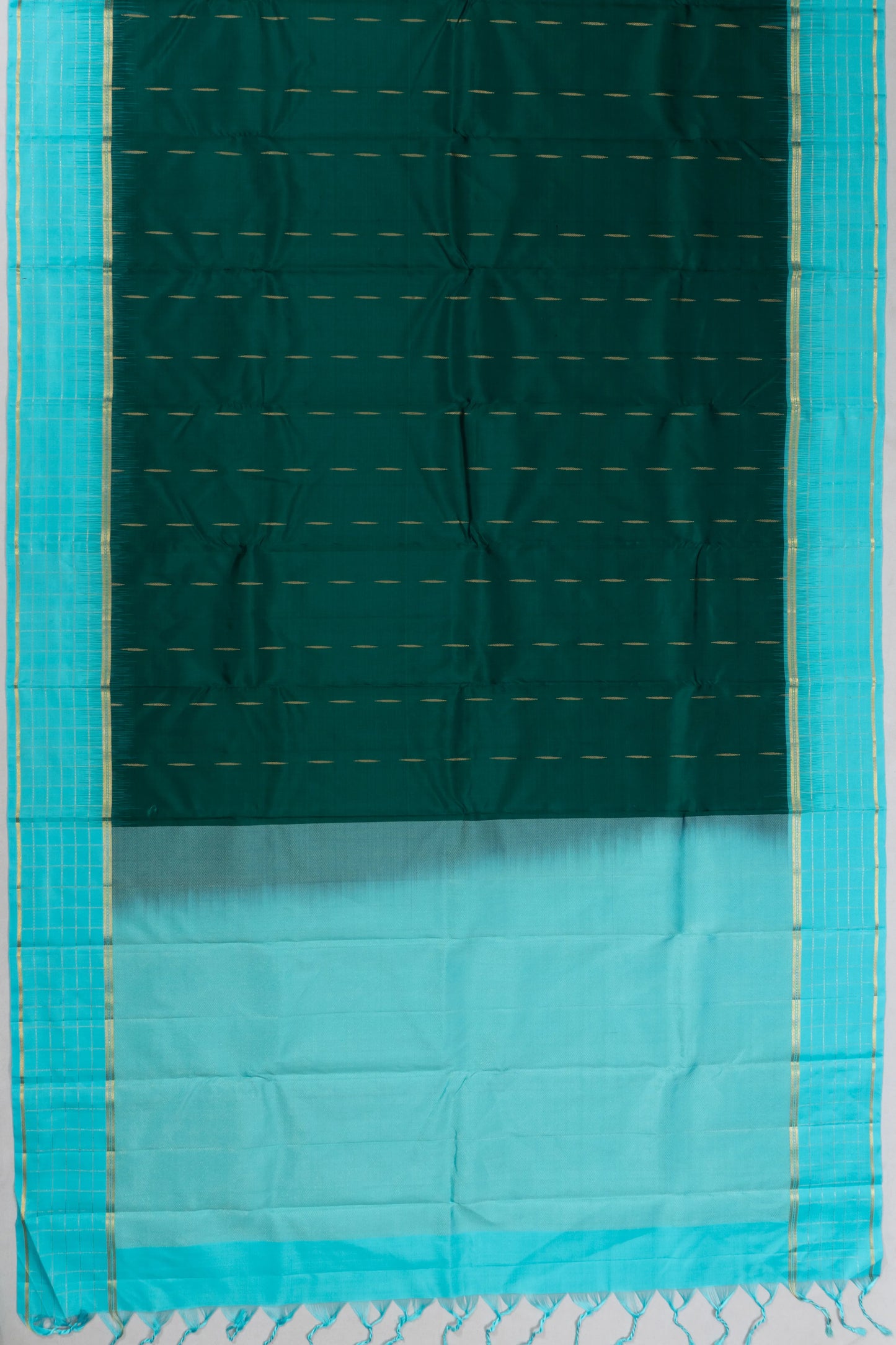 Taranga Kanchi Silk Butta Bottle Green Saree