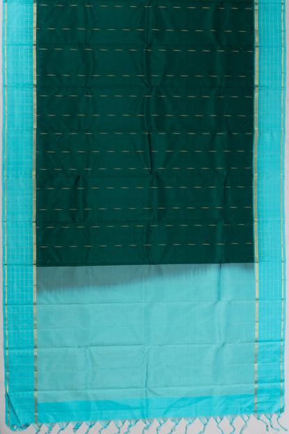 Taranga Kanchi Silk Butta Bottle Green Saree