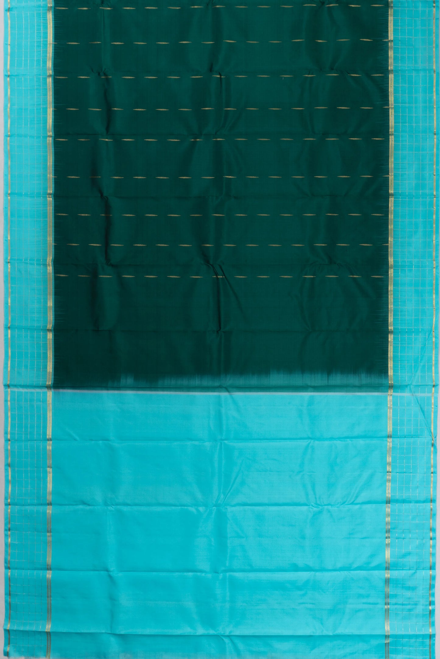 Taranga Kanchi Silk Butta Bottle Green Saree