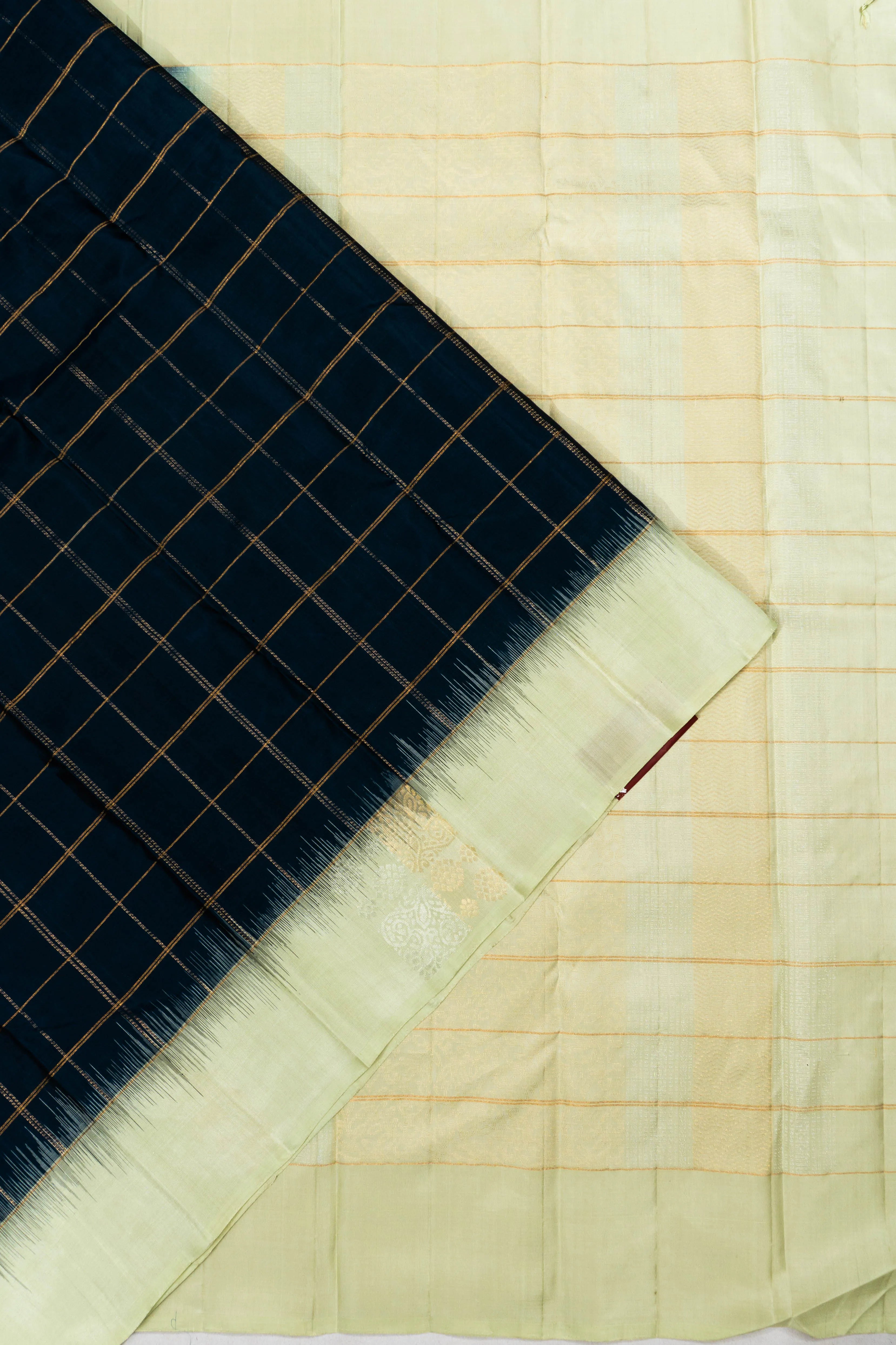 Taranga Kanchi Silk Checks Black Saree