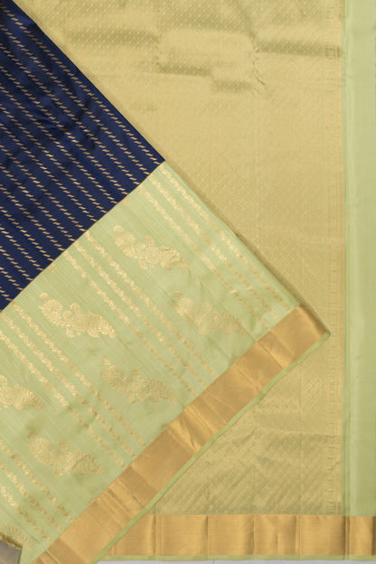 Taranga Kanchi Silk Lines Midnight Blue Saree