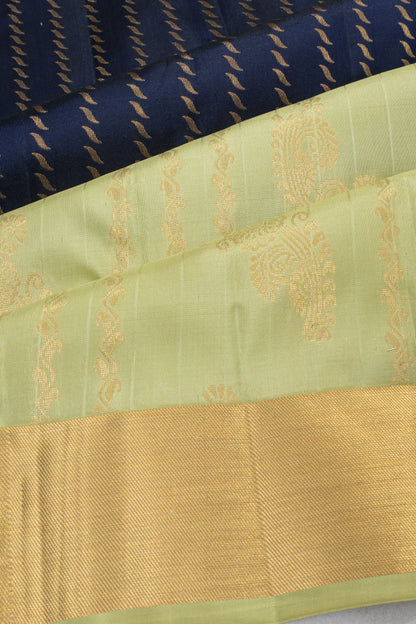 Taranga Kanchi Silk Lines Midnight Blue Saree