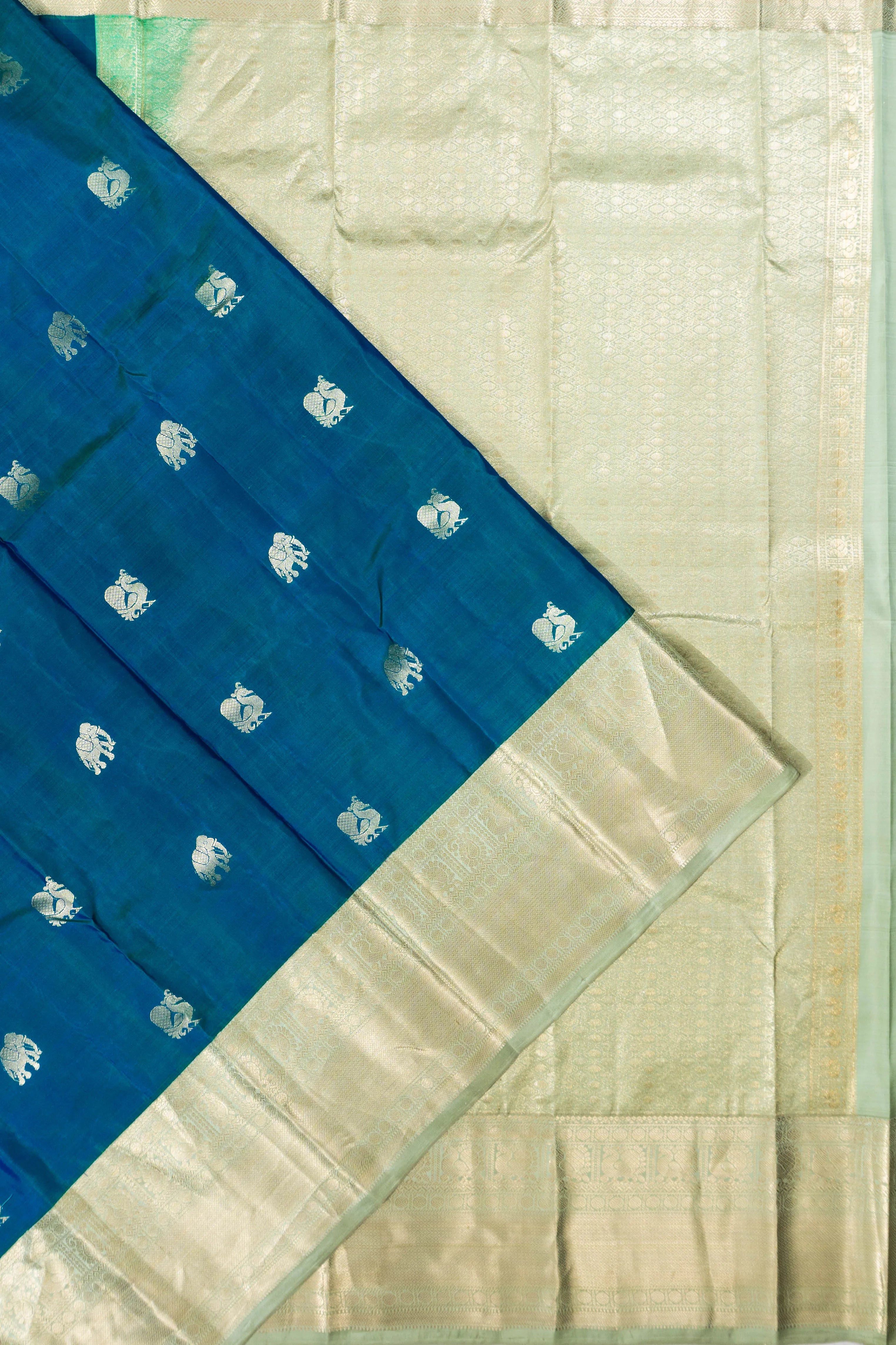 Taranga Kanchi Silk Butta Teal Blue saree