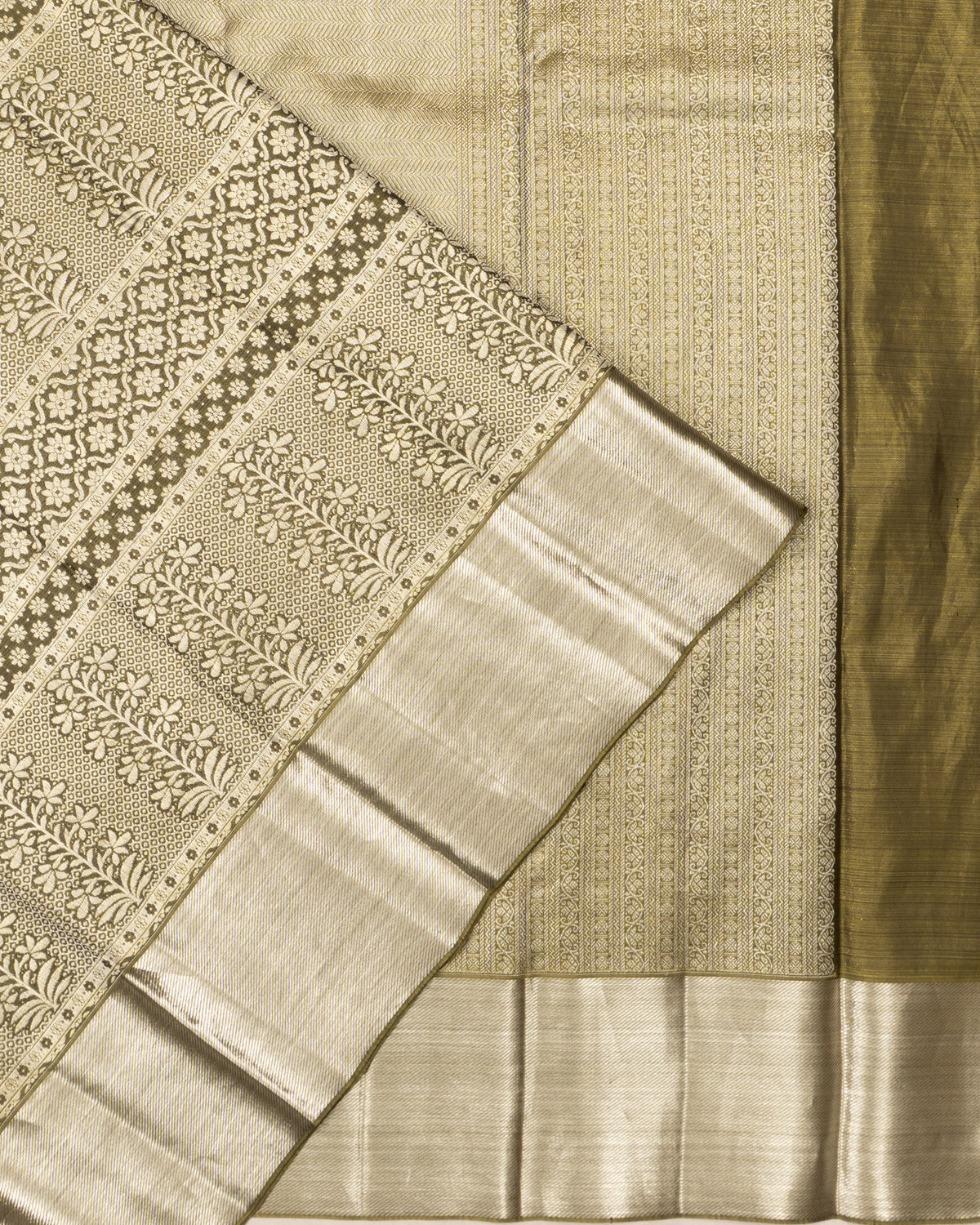 Kanchipuram Silk Brocade Mehendi Green Saree
