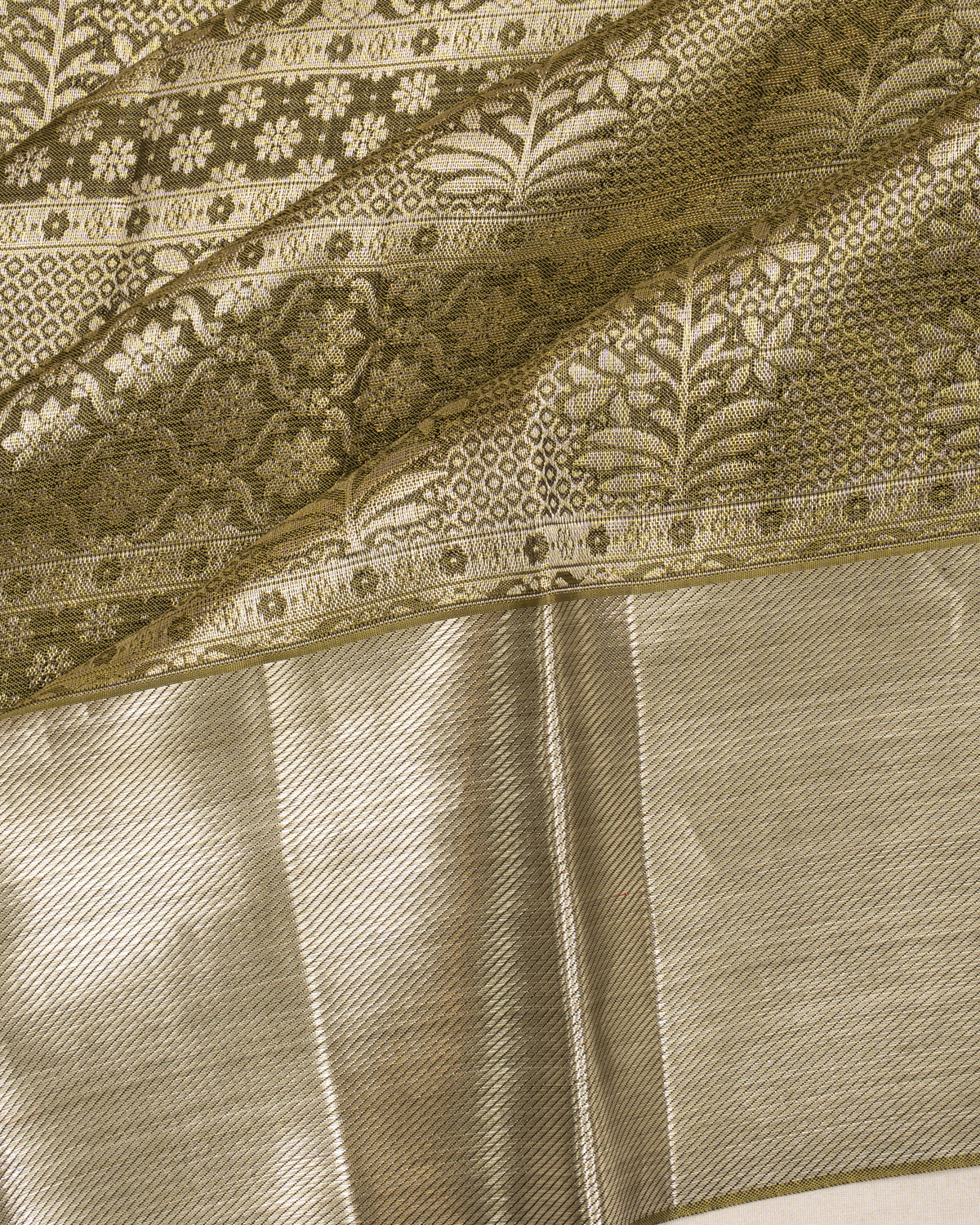 Kanchipuram Silk Brocade Mehendi Green Saree