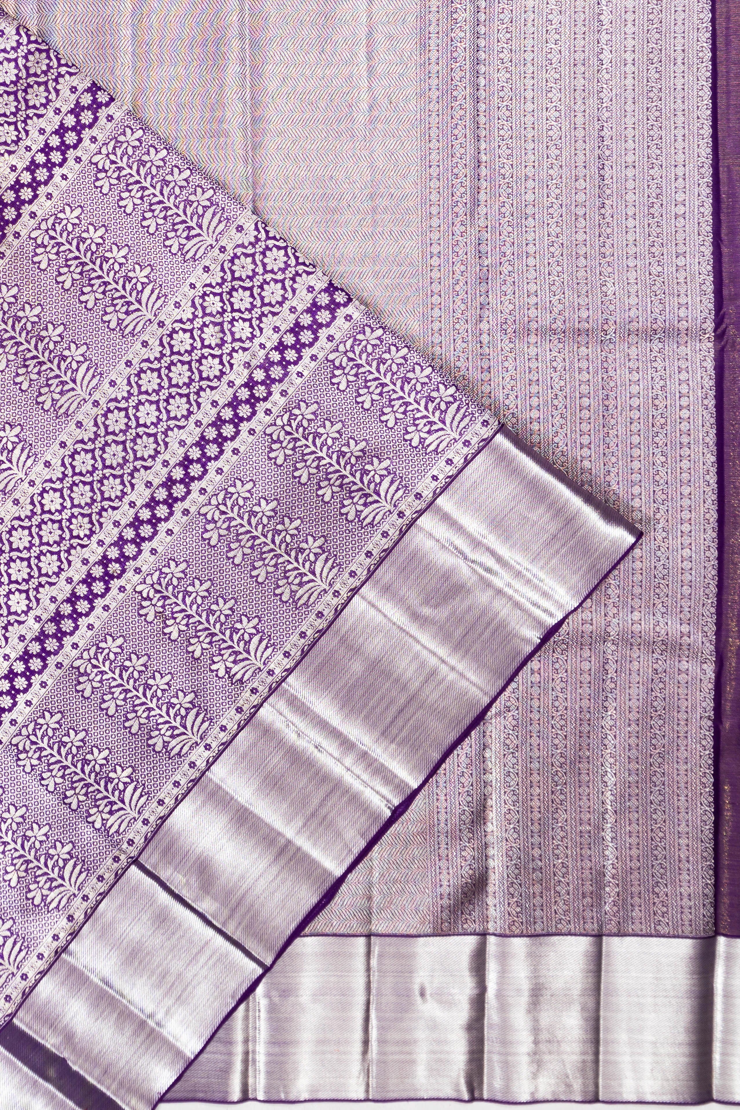 Kanchipuram Silk Tissue Brocade Violet Saree