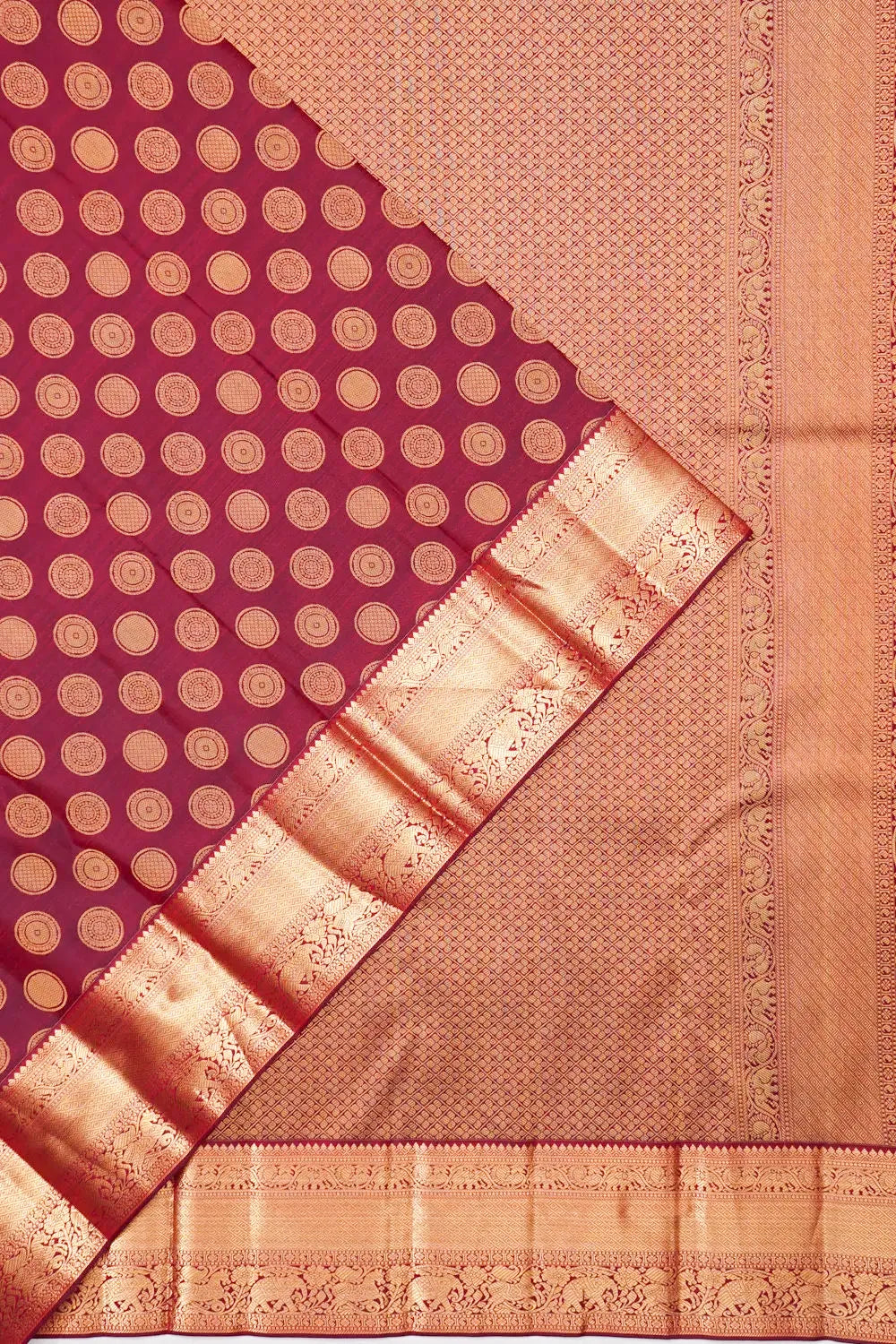 Taranga Kanchi Silk Brocade Burgundy Saree