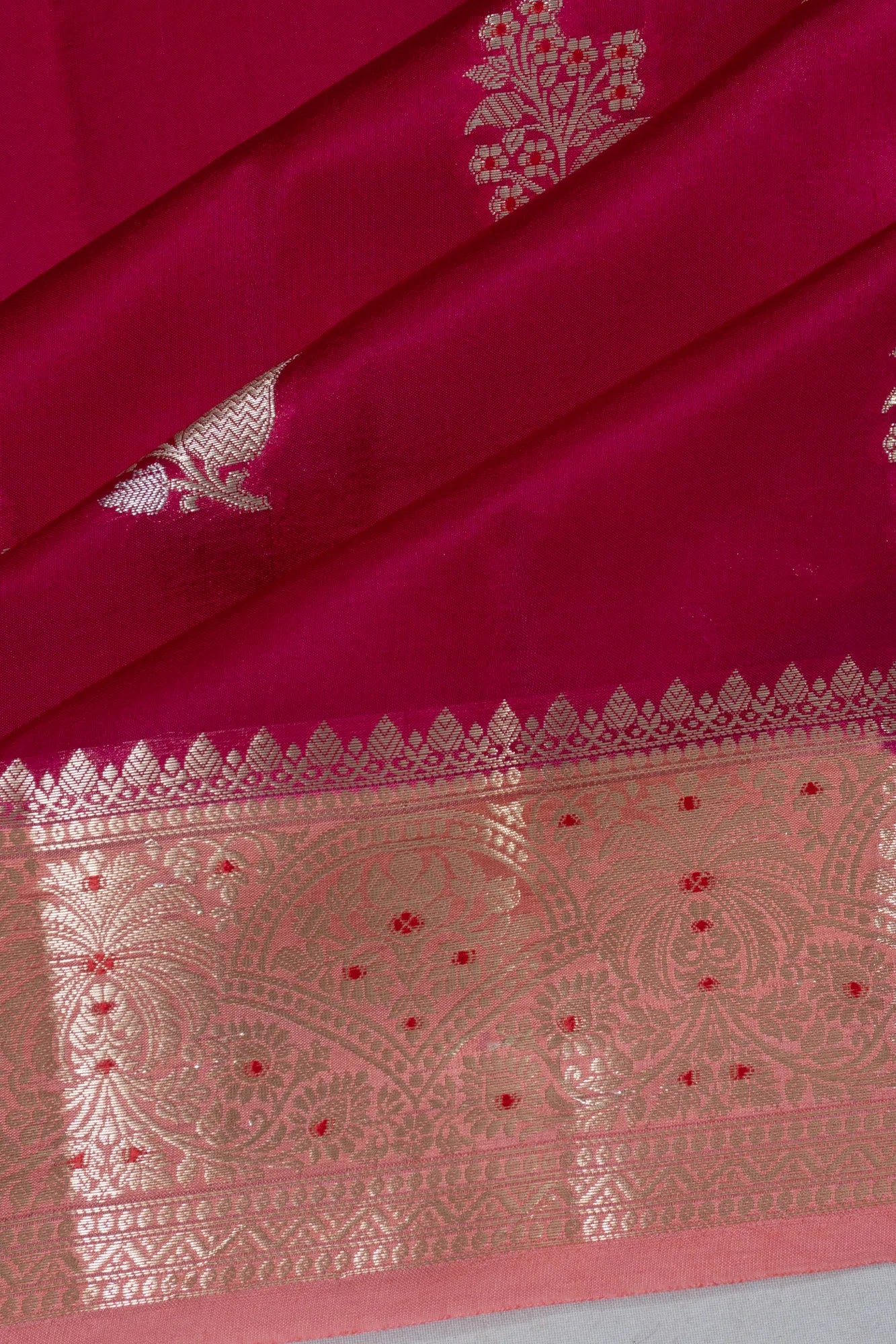 Chiniya Silk Butta Red Saree