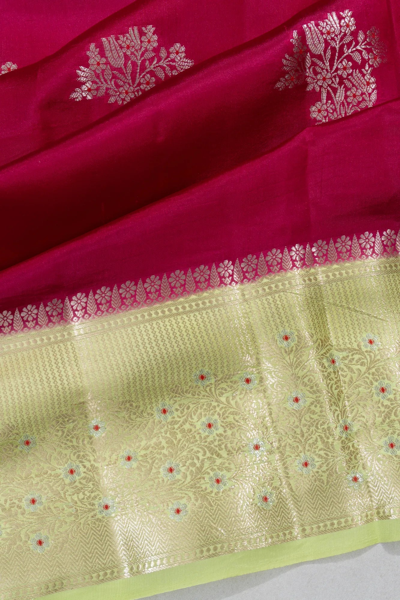 Chiniya Silk Butta Dark Pink Saree