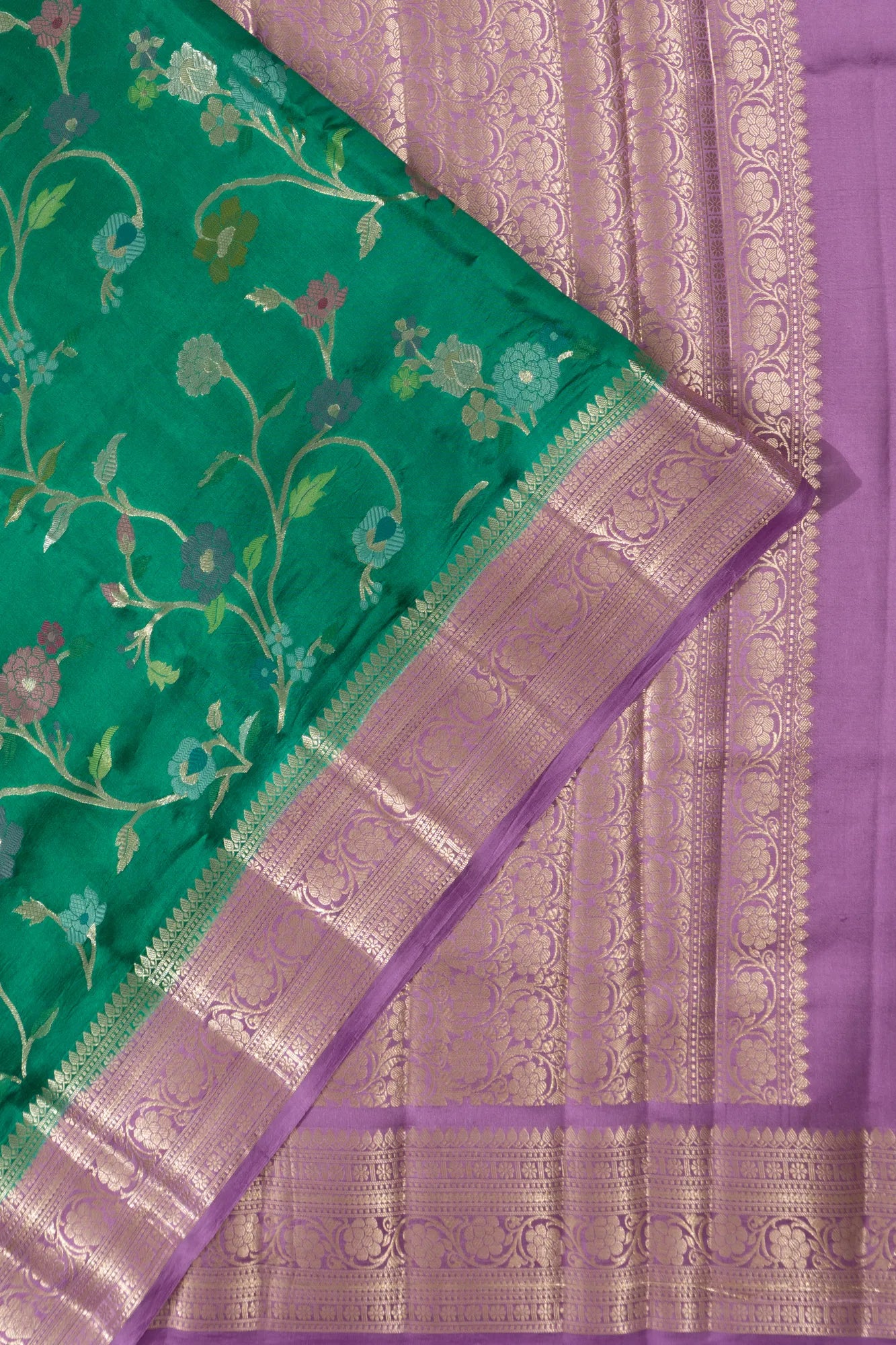 Chiniya Silk Jaal Green Saree