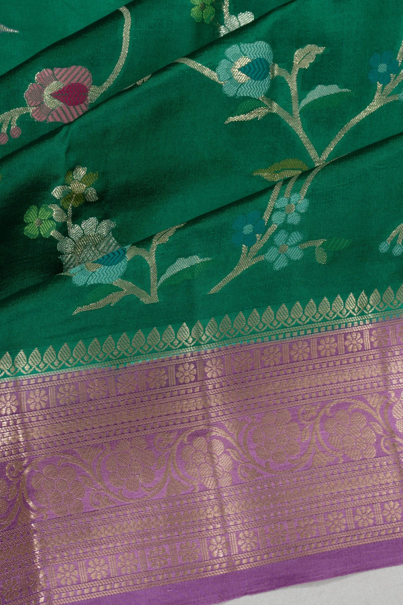 Chiniya Silk Jaal Green Saree