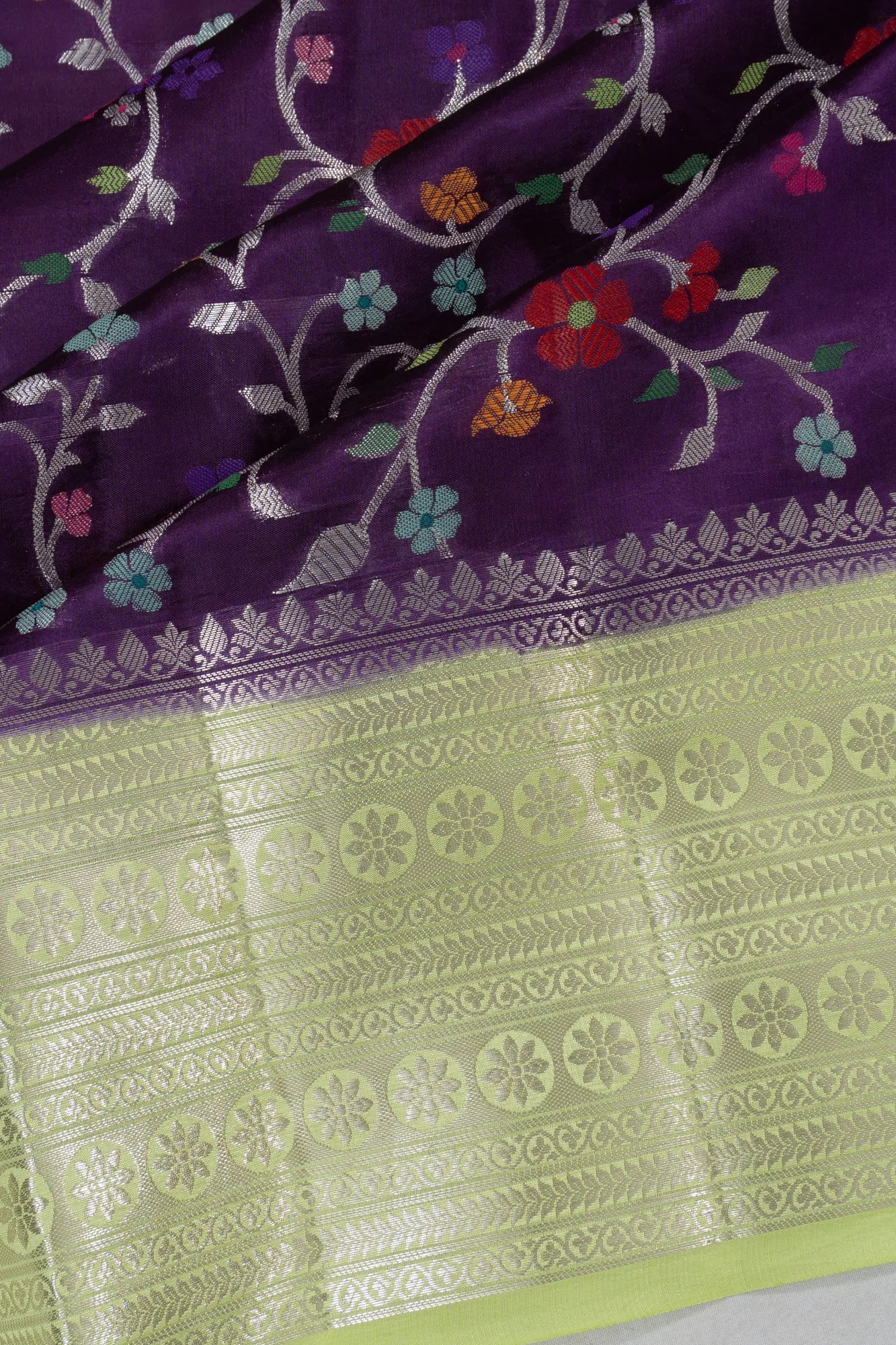 Chiniya Silk Jaal Violet Saree