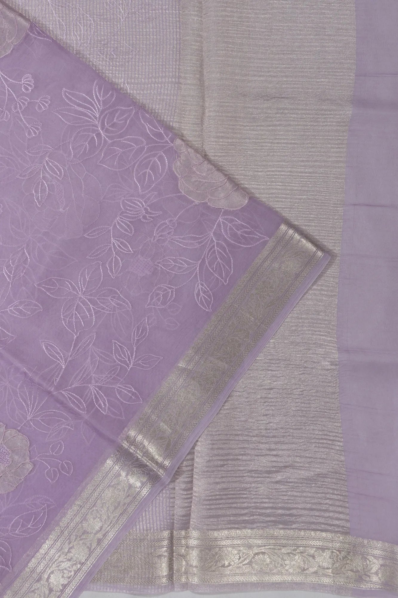 Organza Embroidery Brocade Lavender Saree