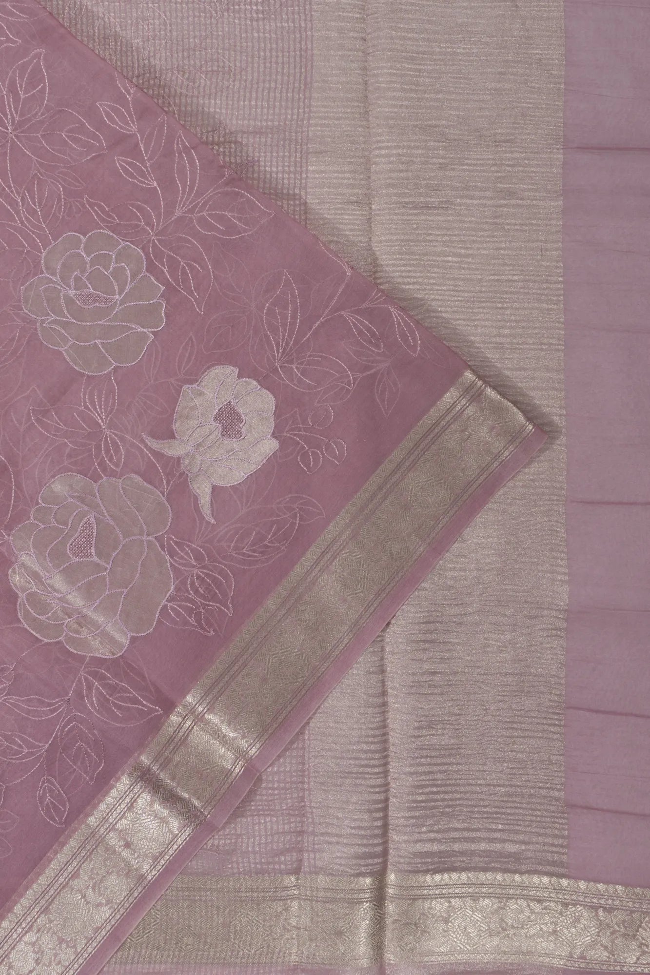 Organza Embroidery Brocade Pink Saree