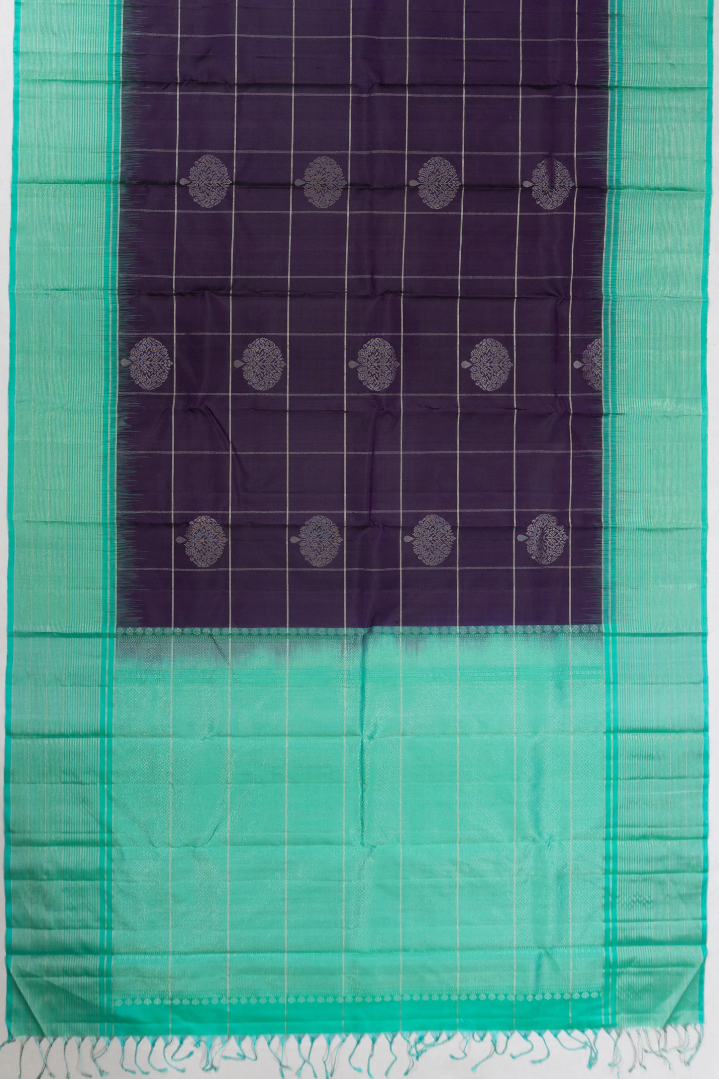 Taranga Kanchi Silk Checks And Butta Dark Blue Saree
