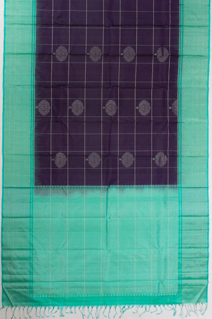 Taranga Kanchi Silk Checks And Butta Dark Blue Saree