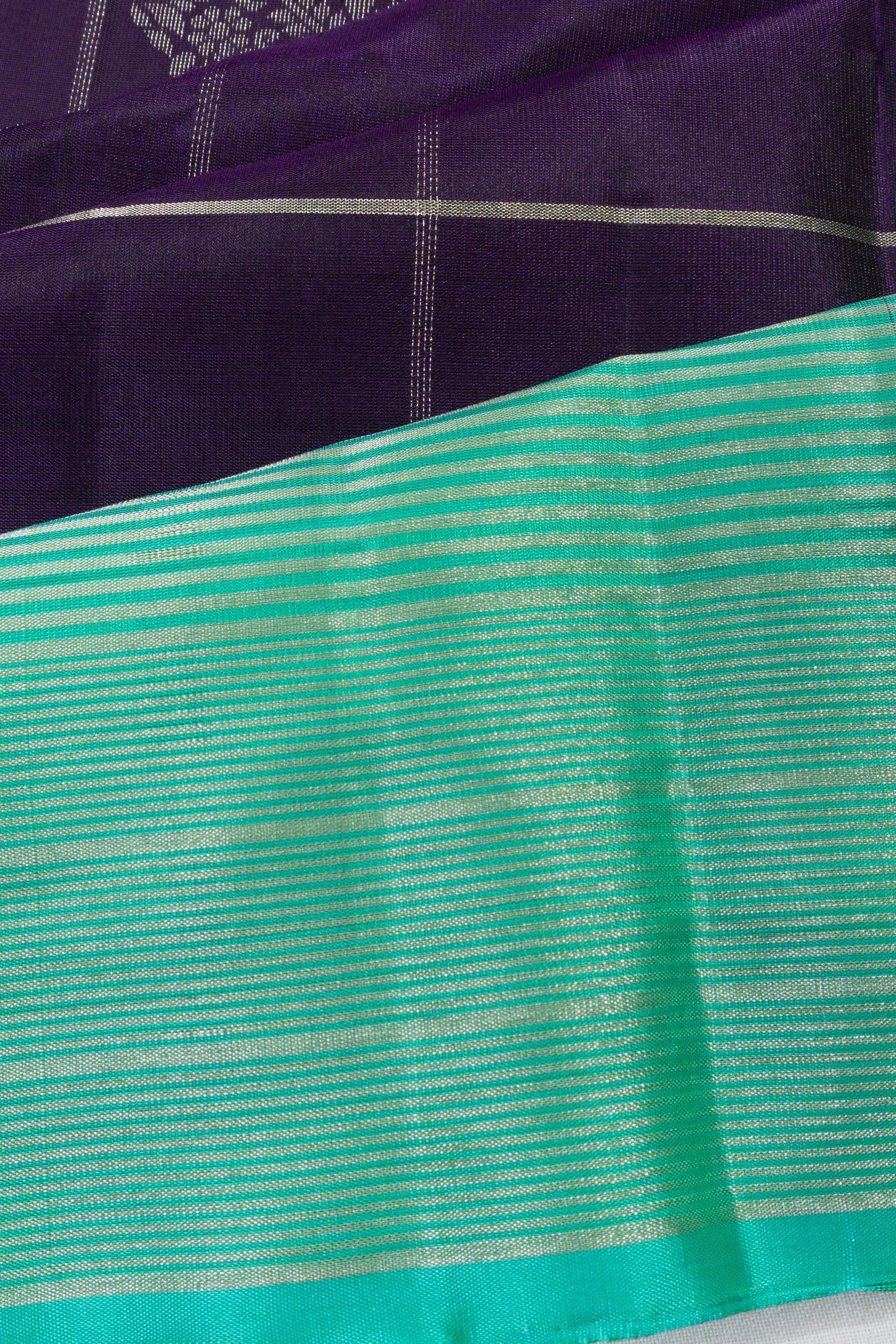 Taranga Kanchi Silk Checks And Butta Dark Blue Saree