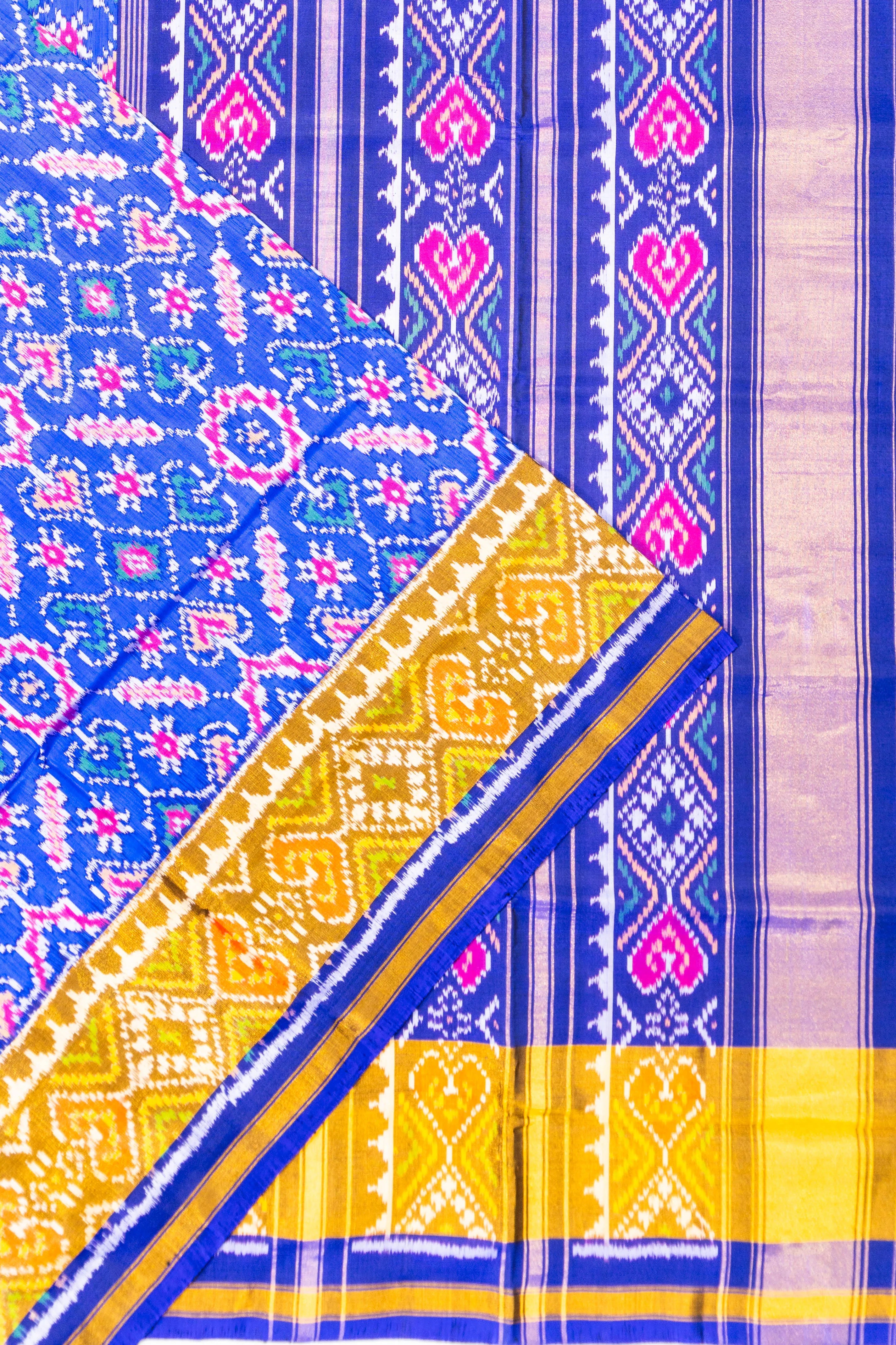 Rajkot Patola Silk Ikat Blue Saree