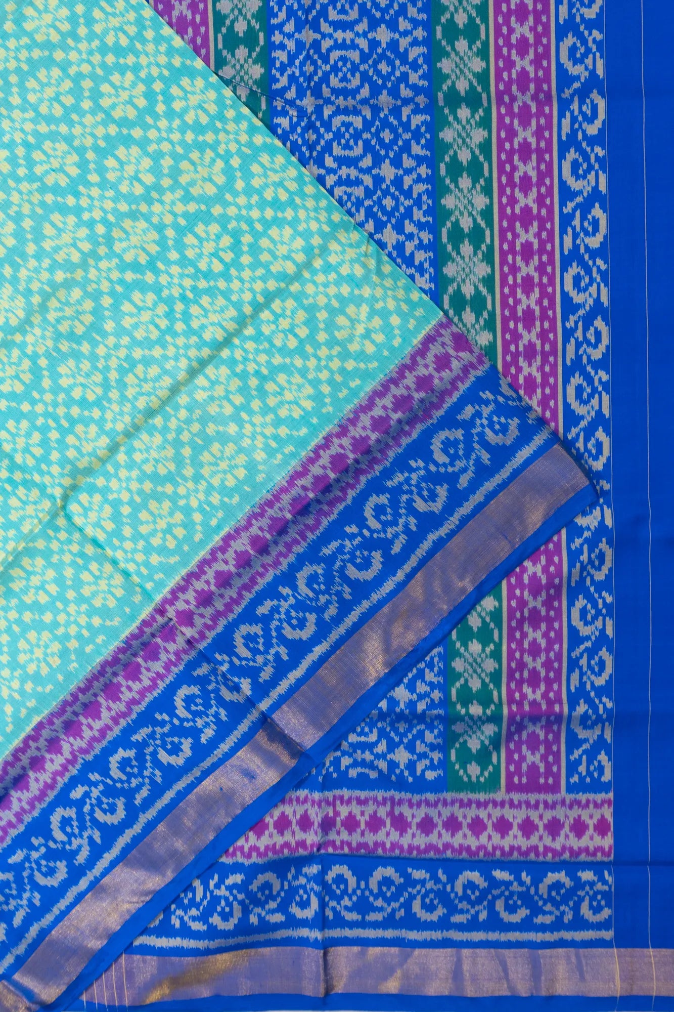 Rajkot Patola Silk Ikat Sea Blue Saree