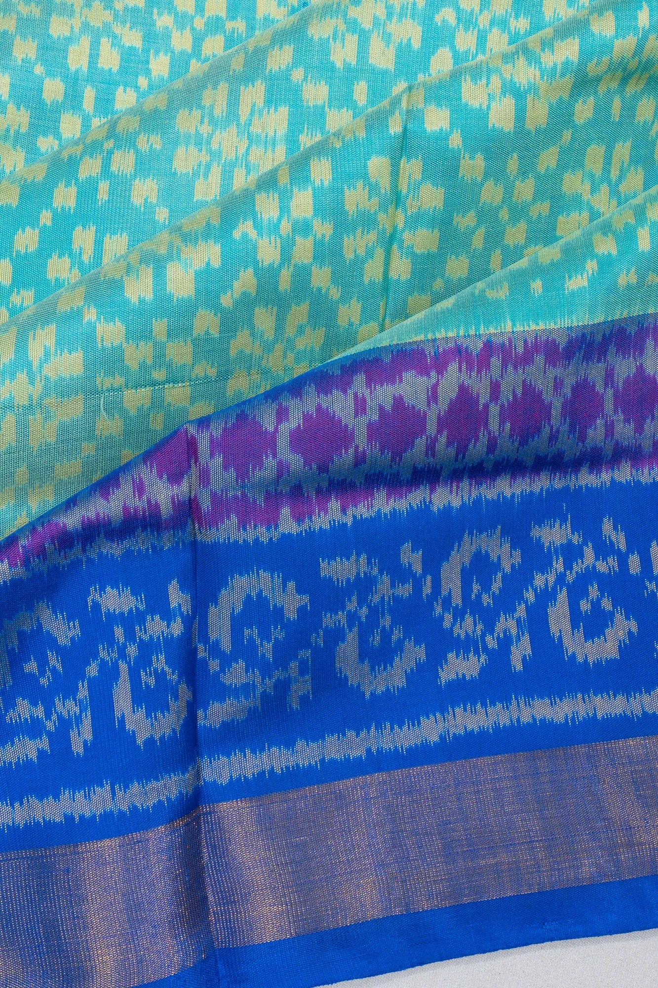 Rajkot Patola Silk Ikat Sea Blue Saree