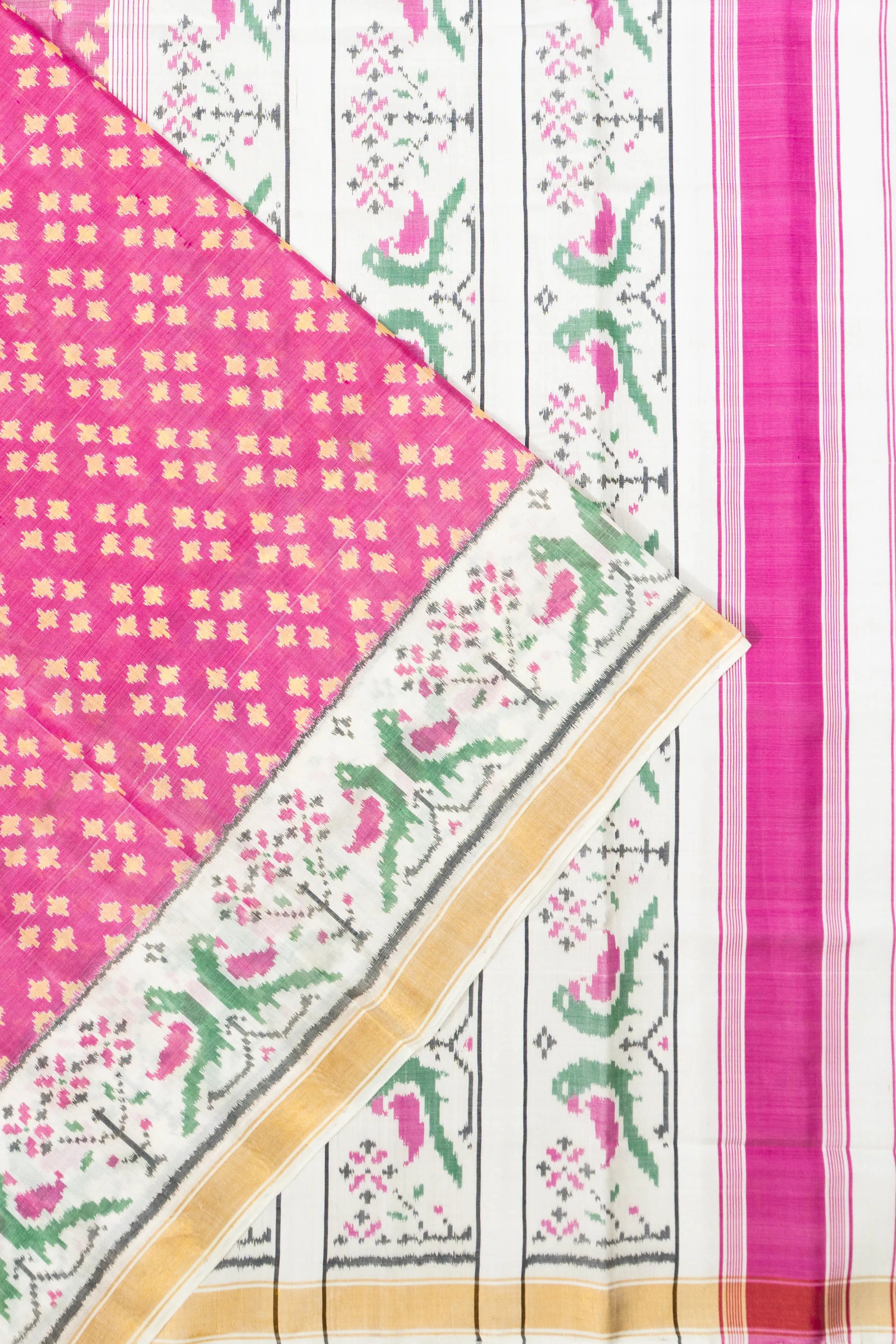 Rajkot Patola Silk Ikat Pink Saree