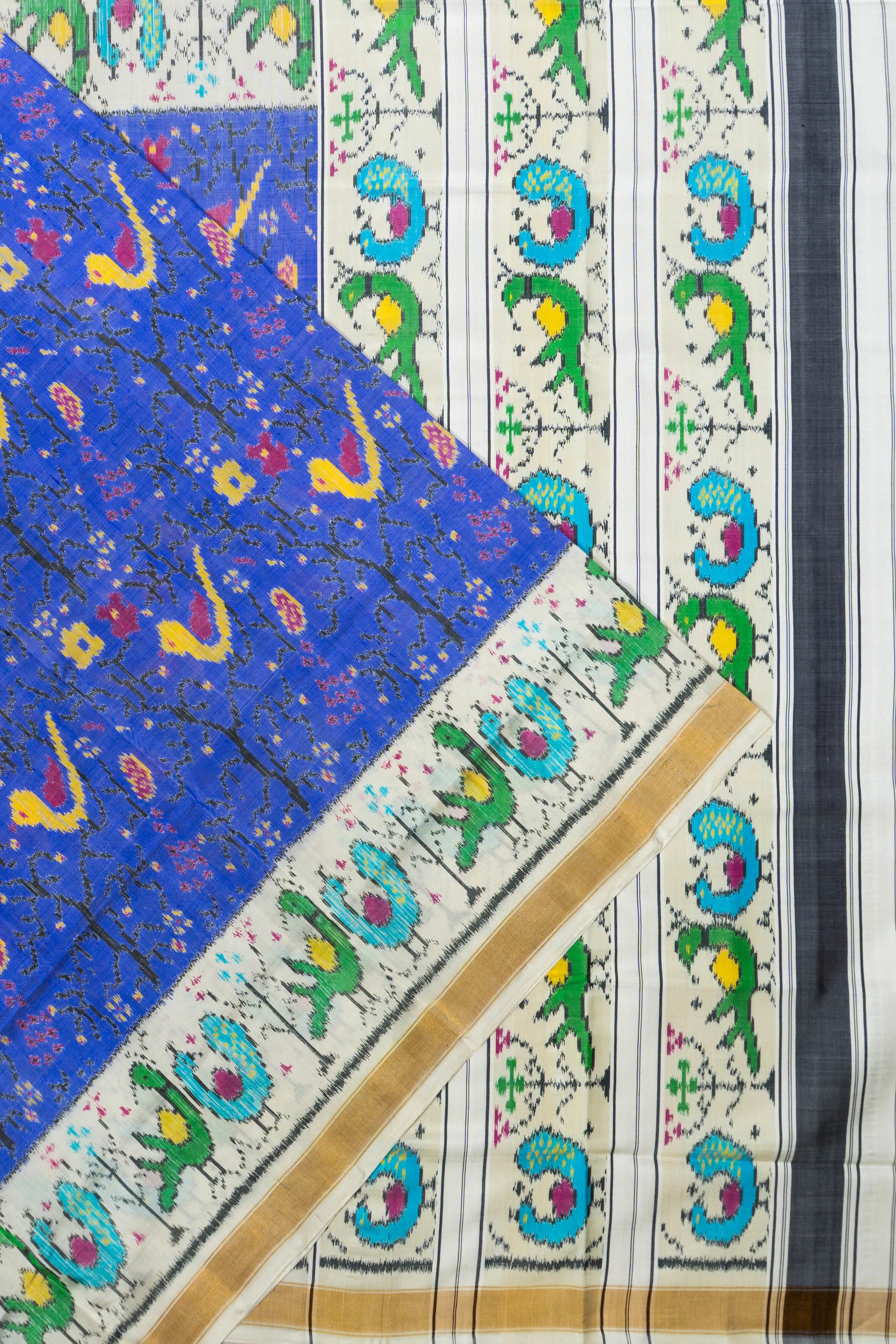 Rajkot Patola Silk Ikat Blue Saree