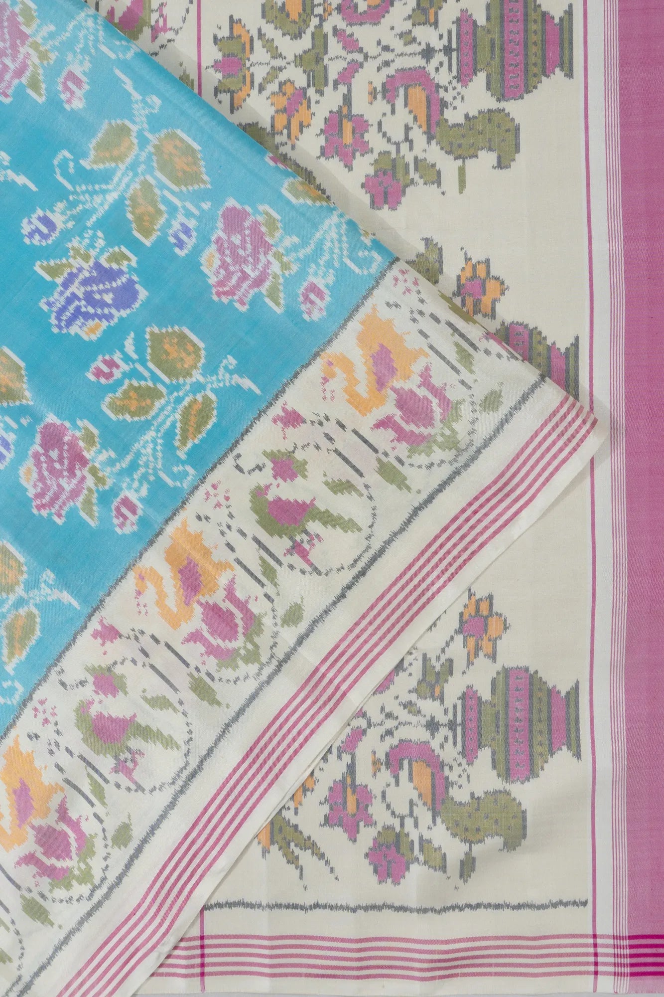 Rajkot Patola Silk Ikat Sky Blue Saree