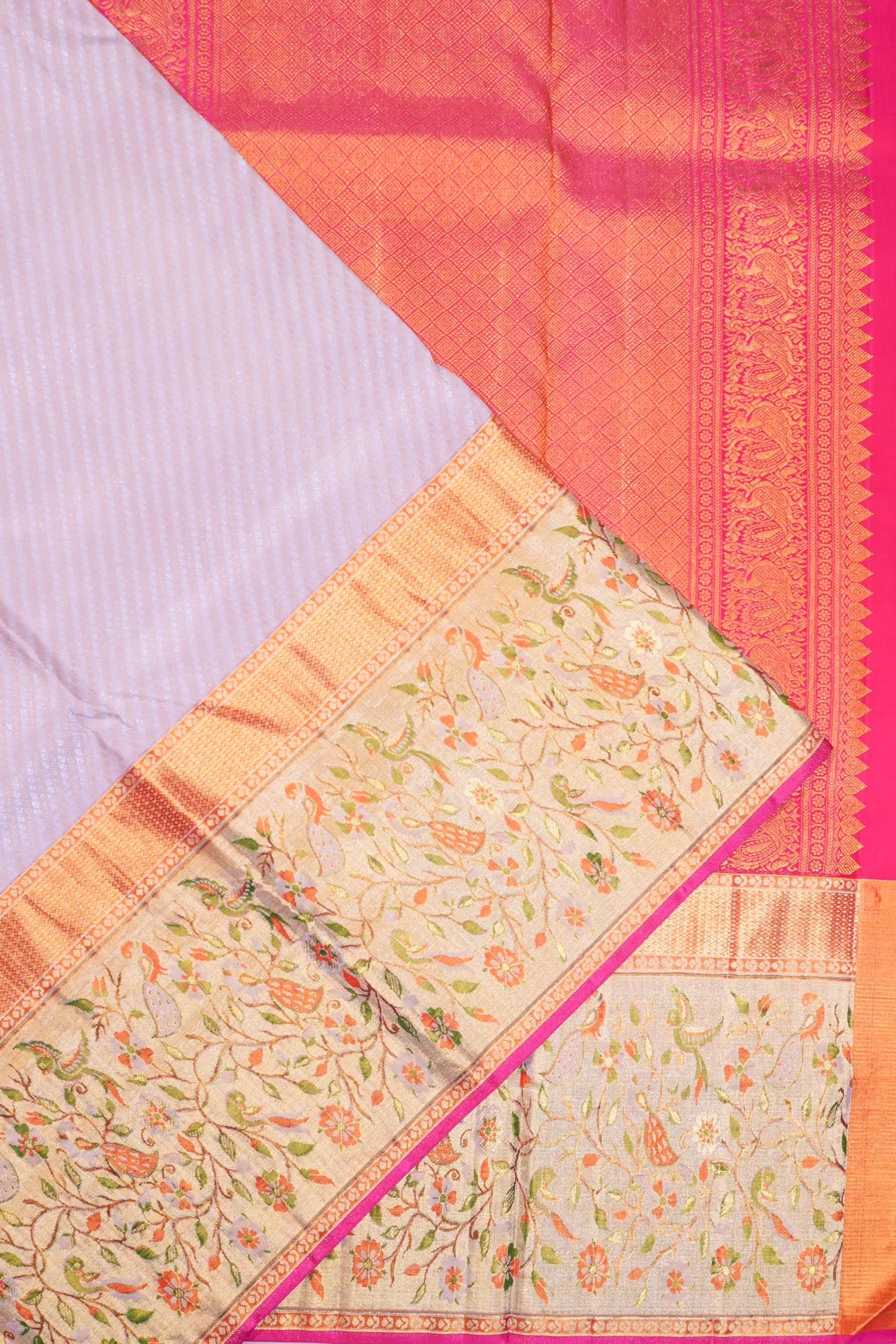 Kanchipuram Silk Brocade Lavender Saree