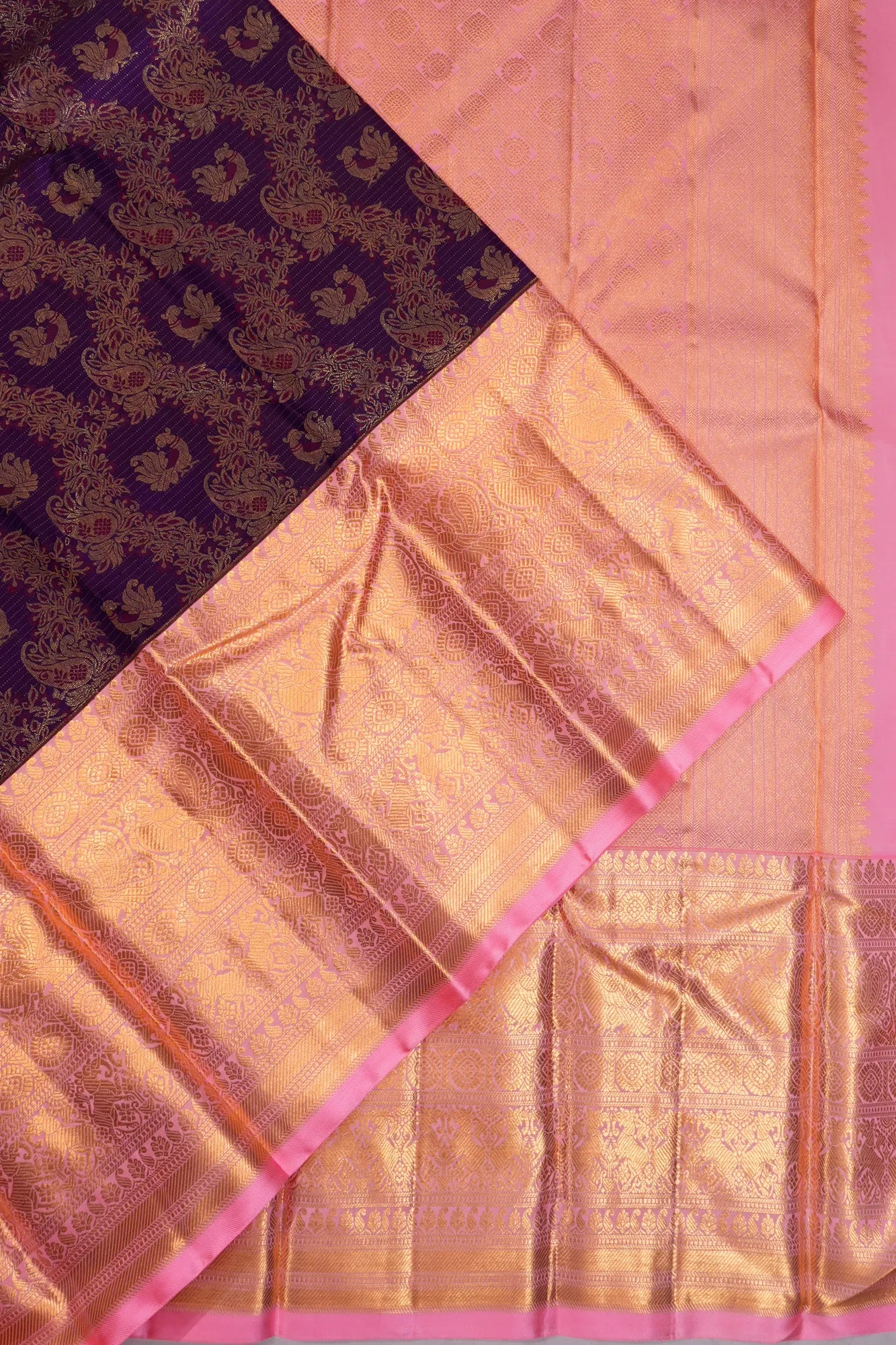 Kanchipuram Silk Brocade Purple Saree