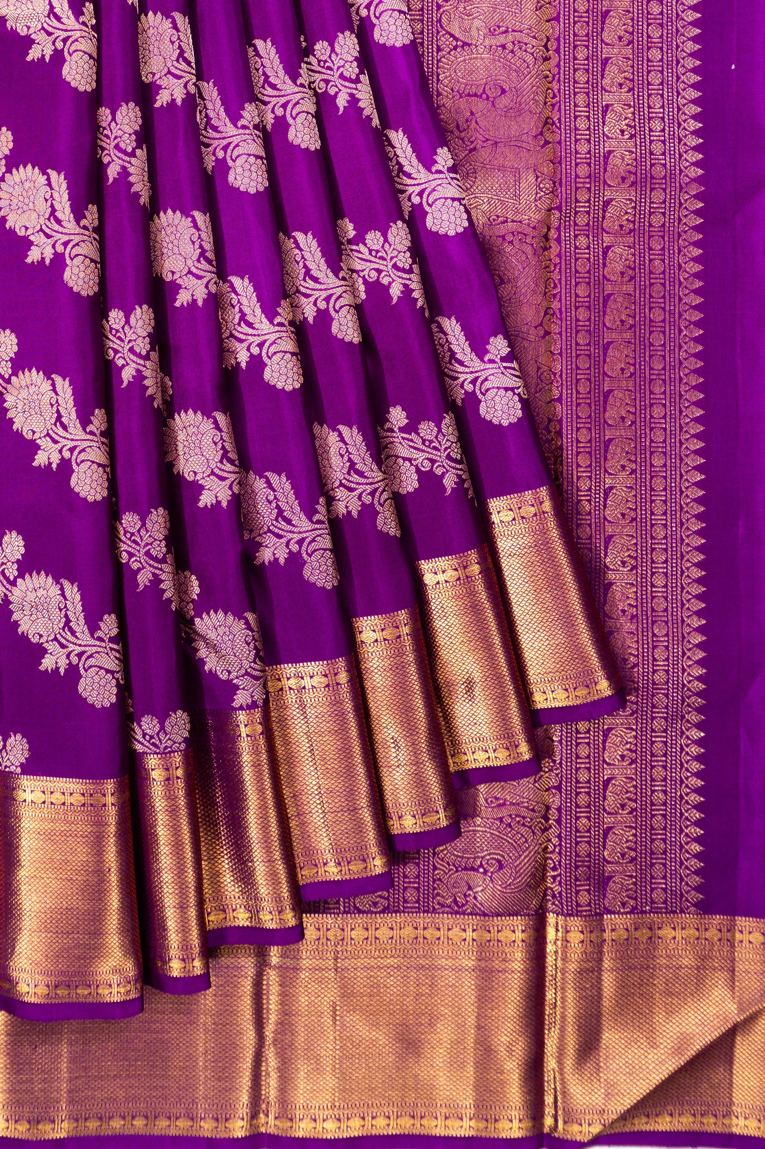 Kanchipuram Silk Leheriya Jaal Violet Saree