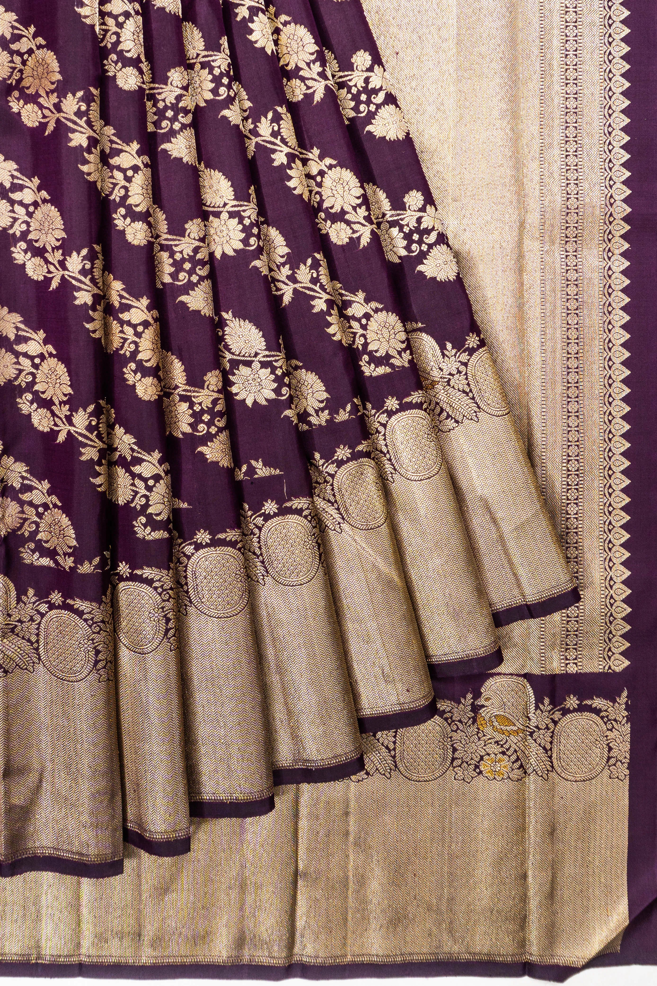 Kanchipuram Silk Leheriya Jaal Purple Saree