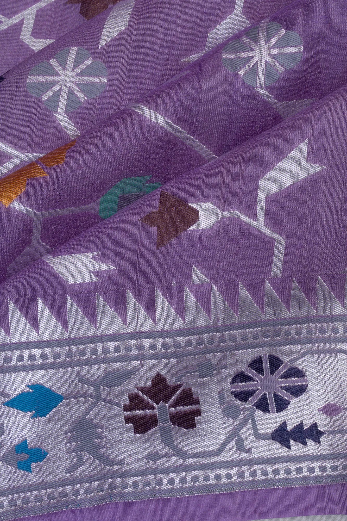 Banarasi Tussar Georgette Jaal Lavender Saree