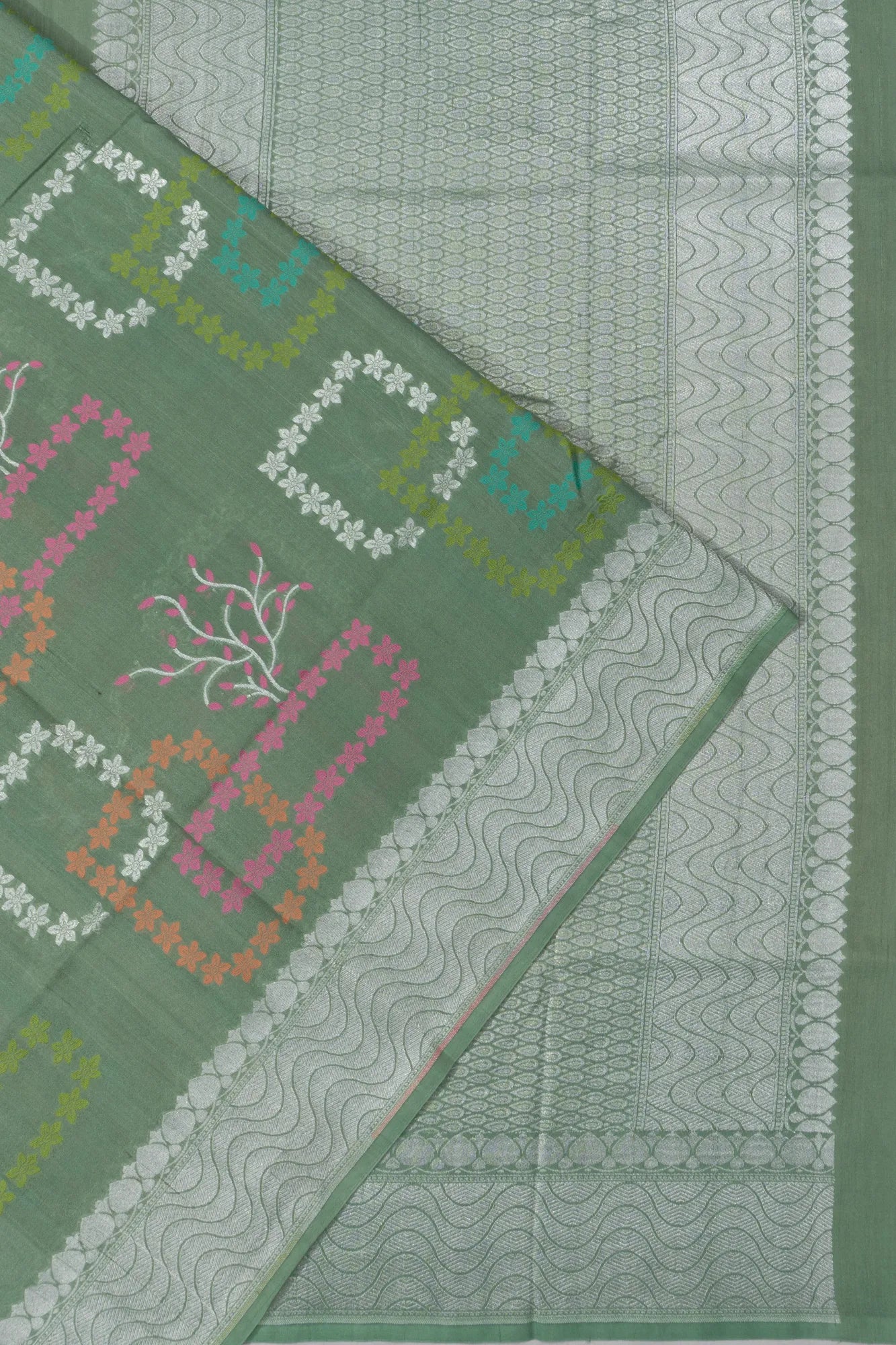 Banarasi Tussar Georgette Brocade Green Saree