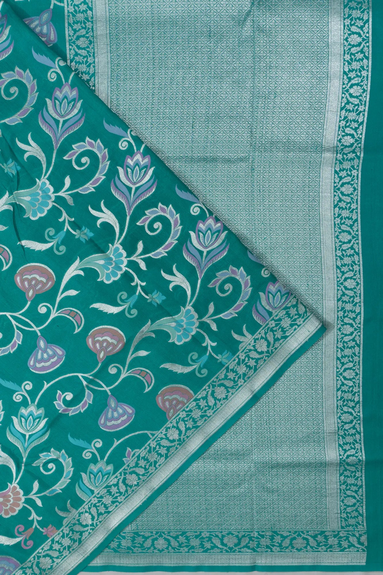 Banarasi Tussar Georgette Jaal Sea Blue Saree