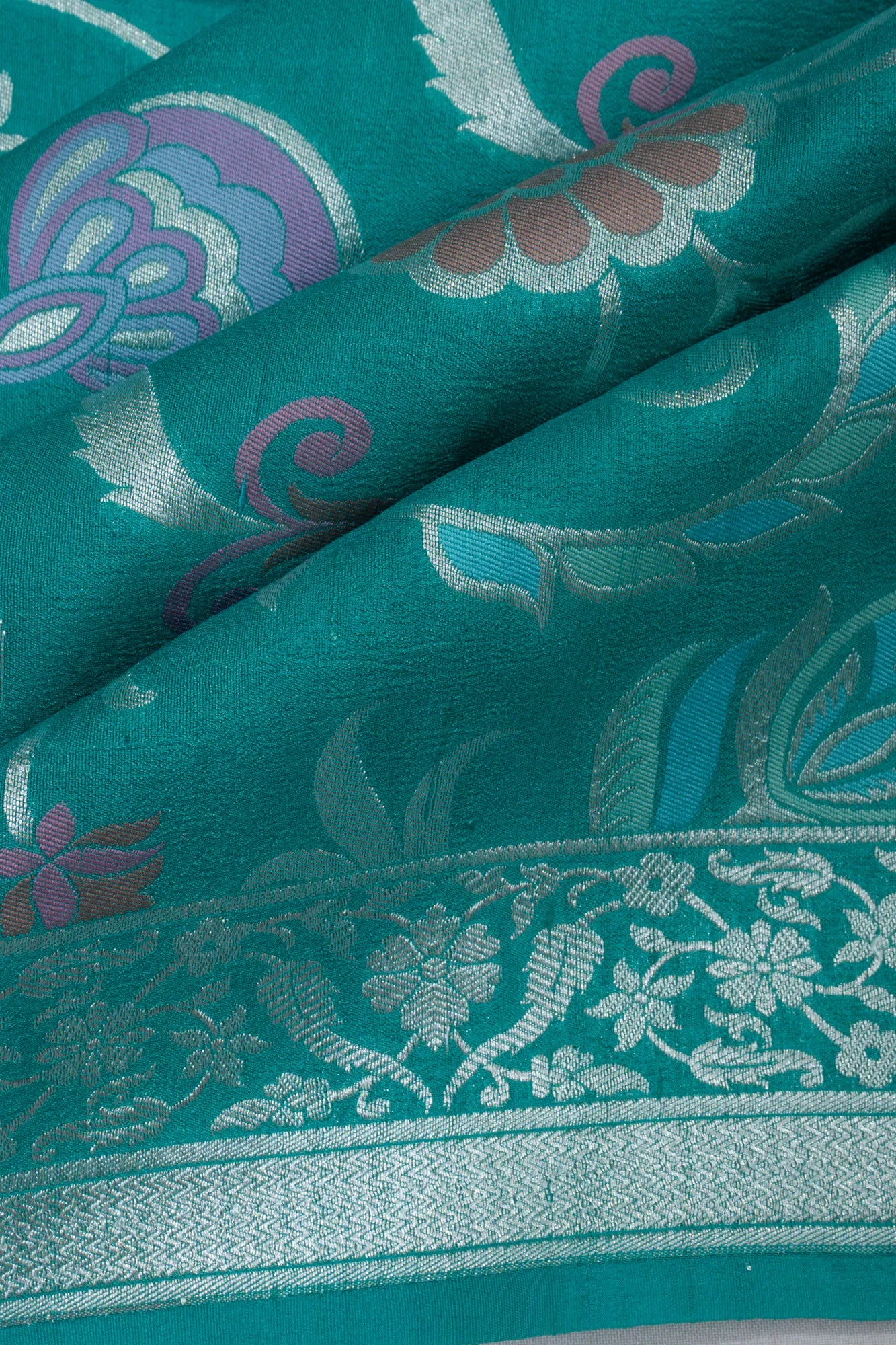 Banarasi Tussar Georgette Jaal Sea Blue Saree