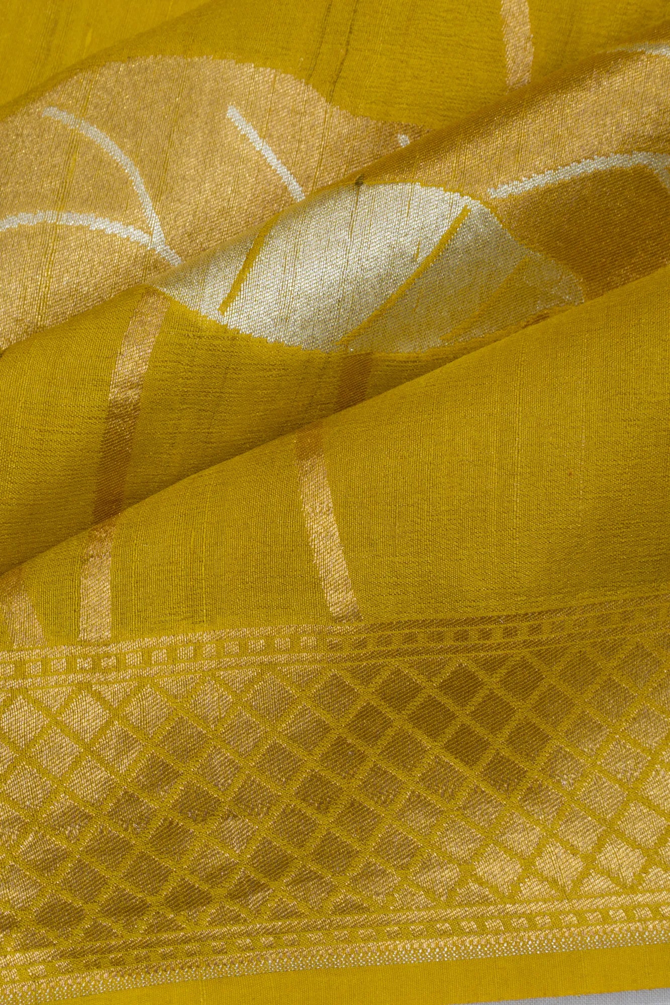 Banarasi Tussar Georgette Brocade Mehendi Green Saree